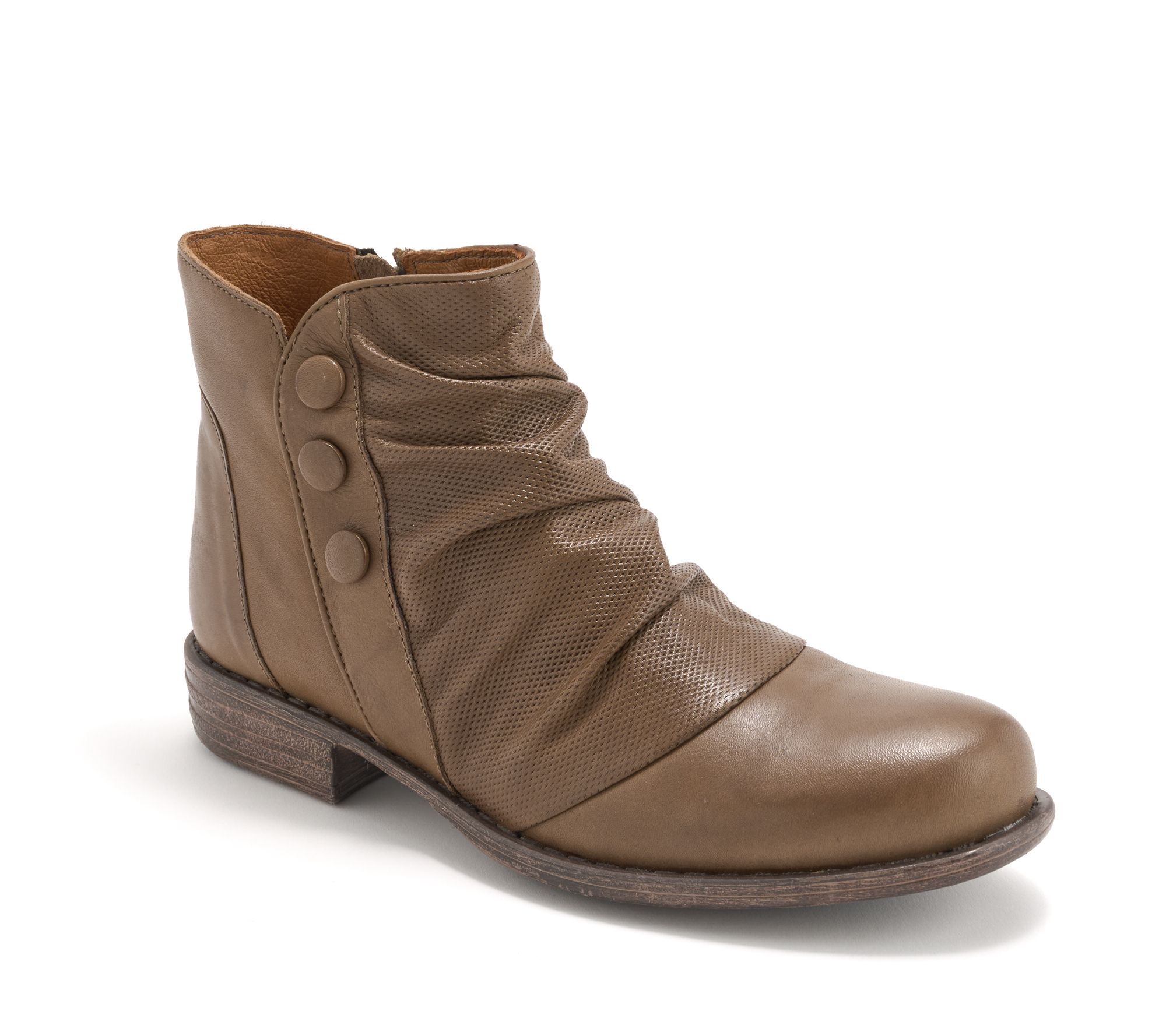 "As Is" Miz Mooz Ruched Leather Ankle Boots - Lacie