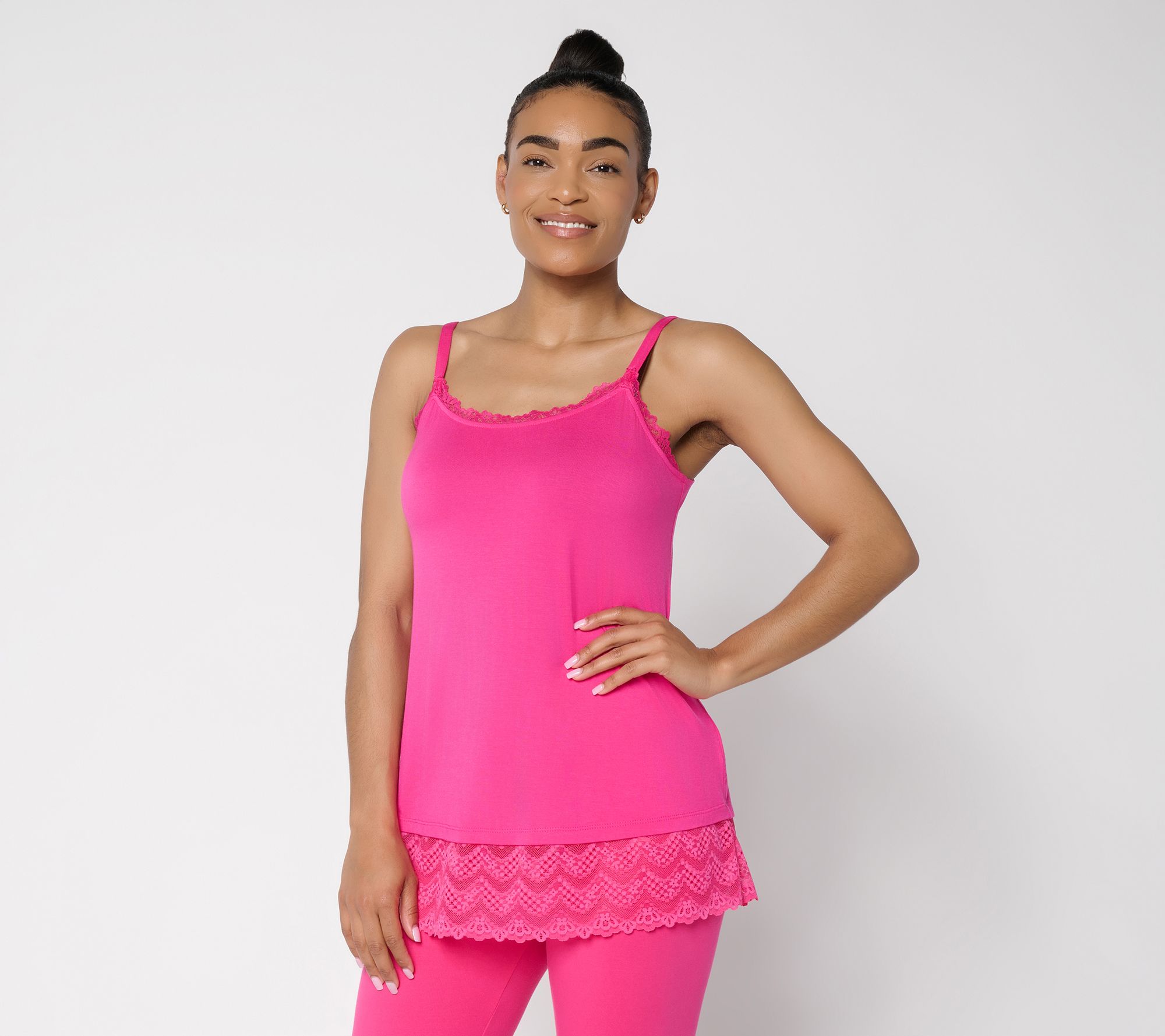 トップス Lure you in Romantic Lace Tank LOGO Layers by Lori Goldstein Tank with Lace Trim | QVC