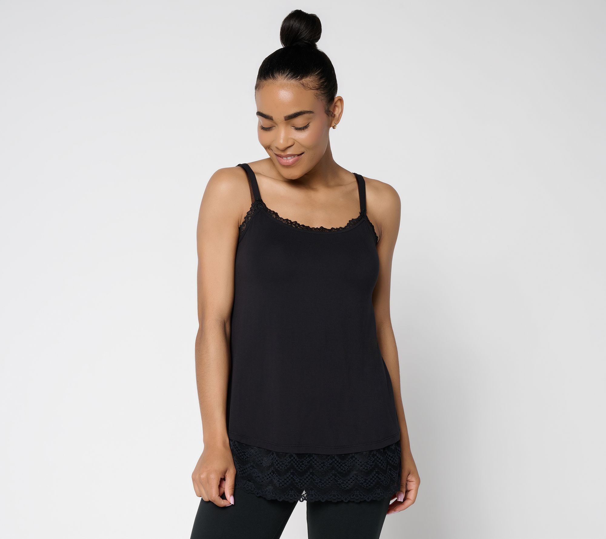 LOGO Layers by Lori Goldstein Tank with Lace Trim