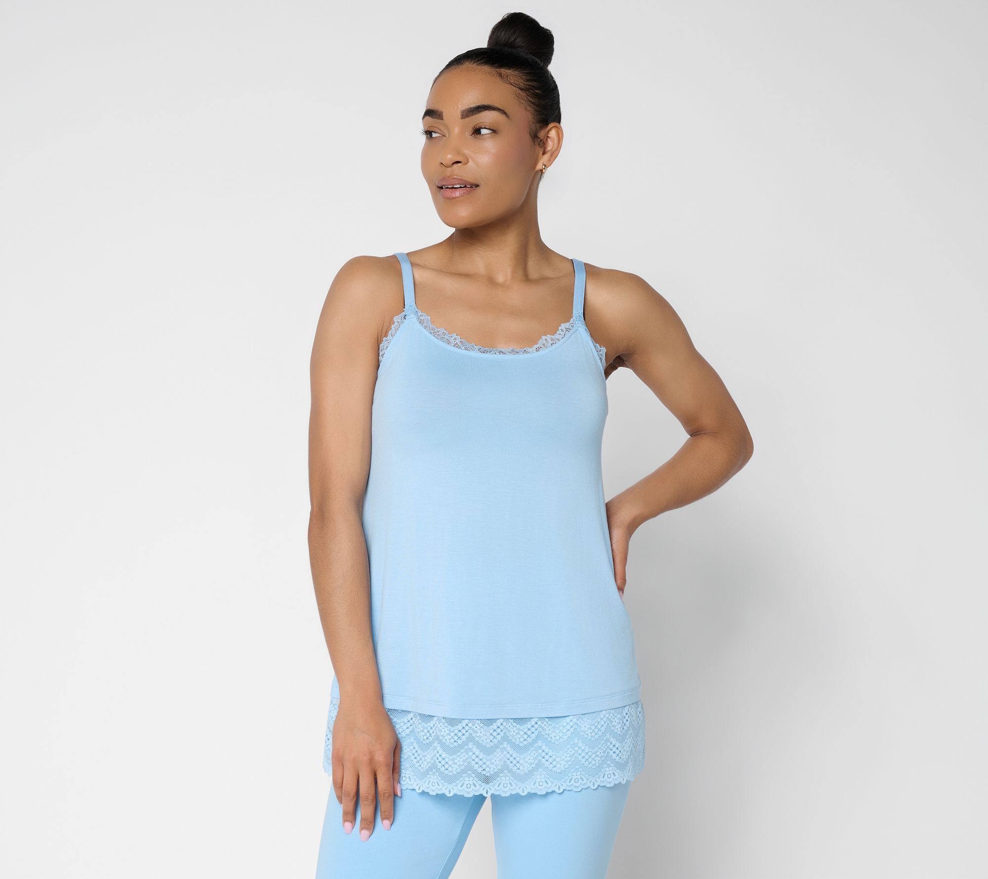LOGO Layers by Lori Goldstein Tank with Lace Trim