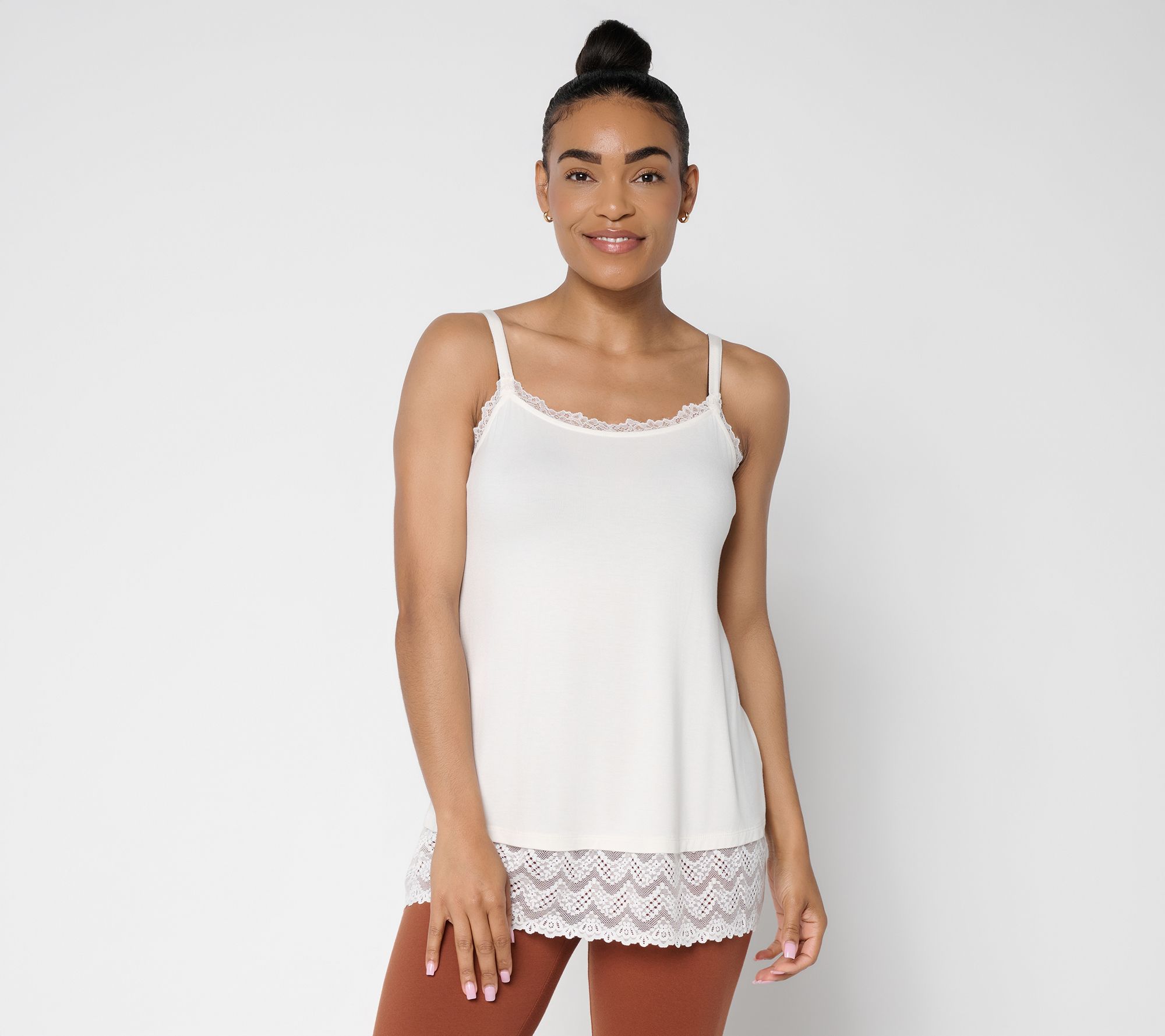 LOGO Layers by Lori Goldstein Tank with Lace Trim