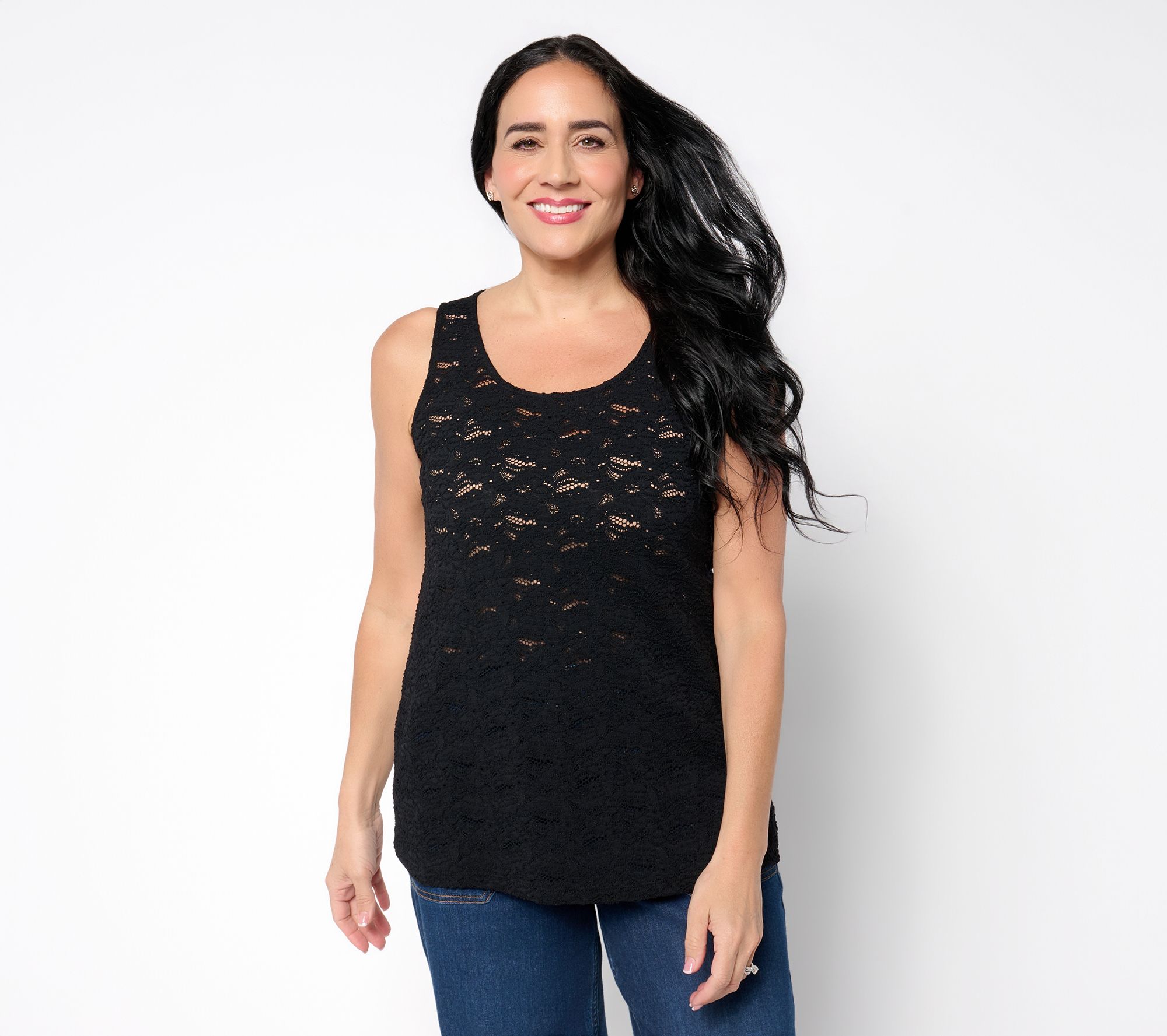 LOGO Layers by Lori Goldstein Stretch Lace Tank Top