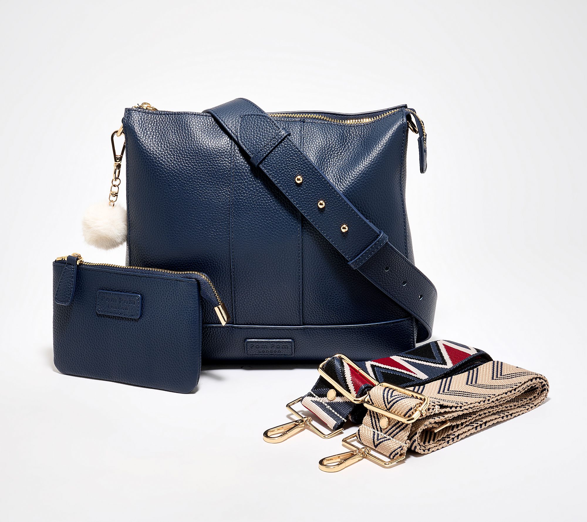 "As Is" Pom Pom London Westminster Crossbody w/2 Straps & Purse