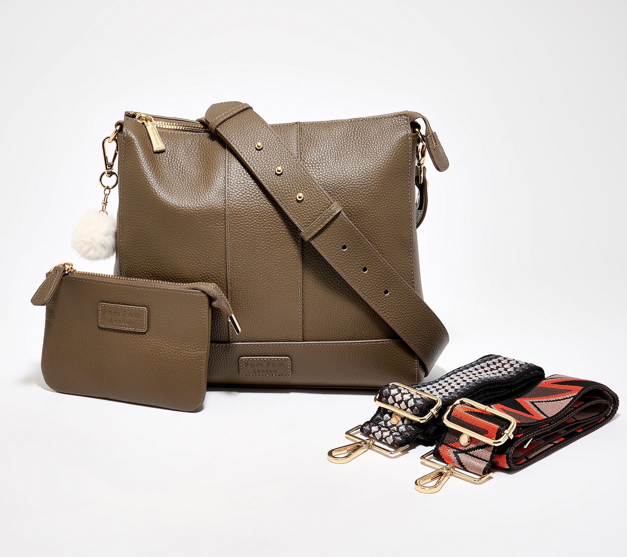 "As Is" Pom Pom London Westminster Crossbody w/2 Straps & Purse