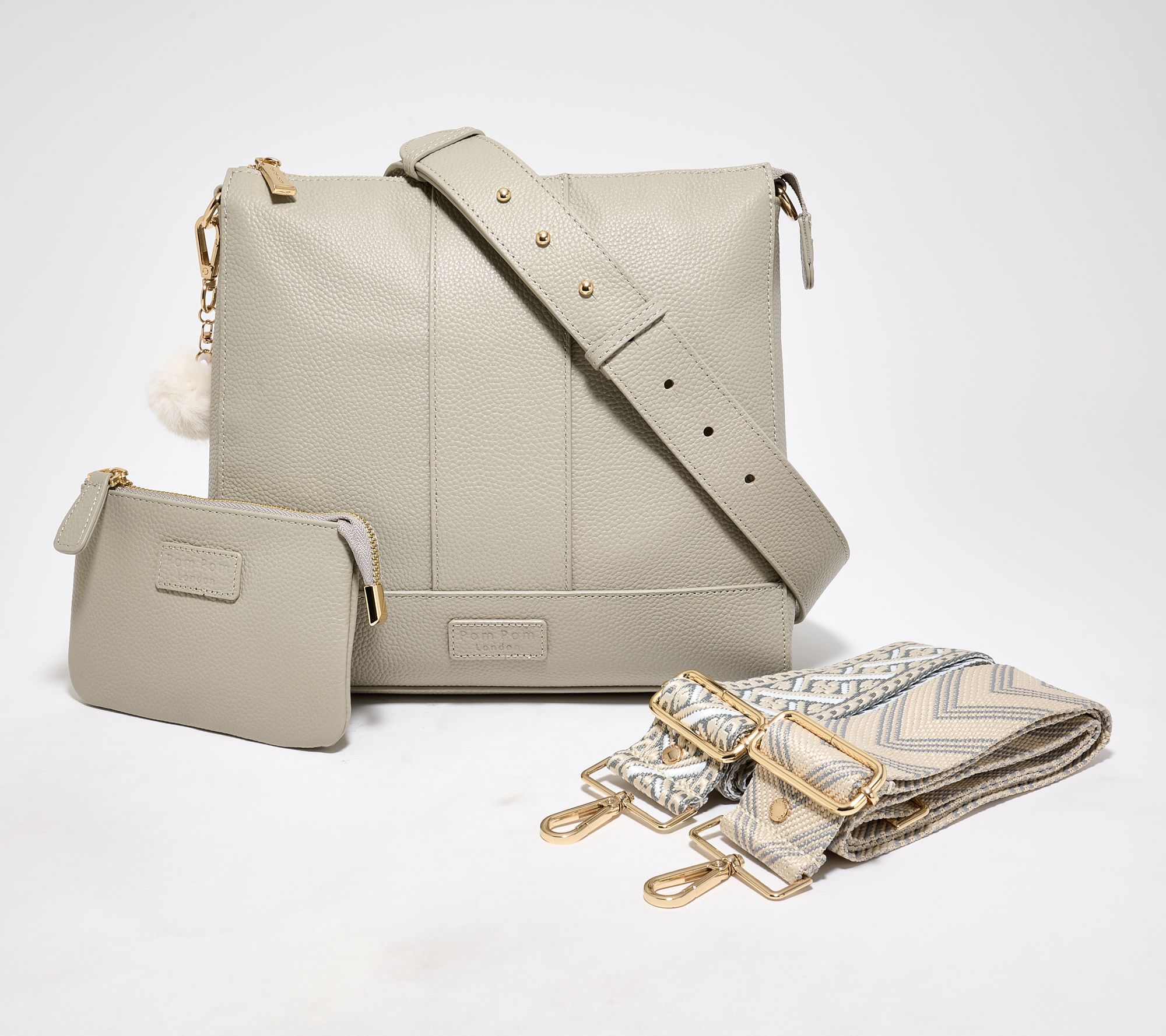 "As Is" Pom Pom London Westminster Crossbody w/2 Straps & Purse