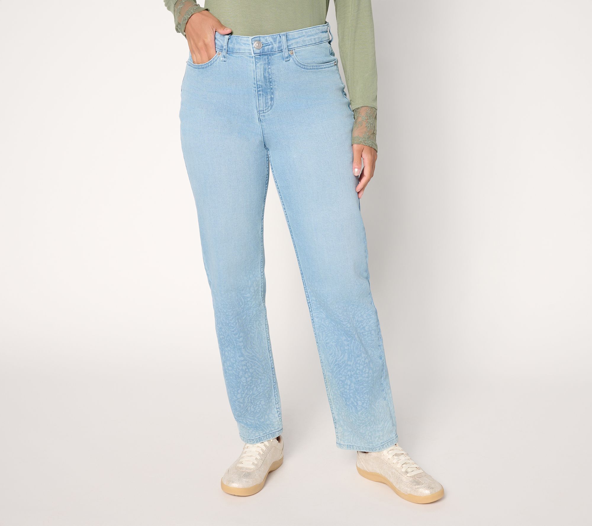 "As Is" LOGO by Lori Goldstein Pet Ombre Print Ankle Jeans