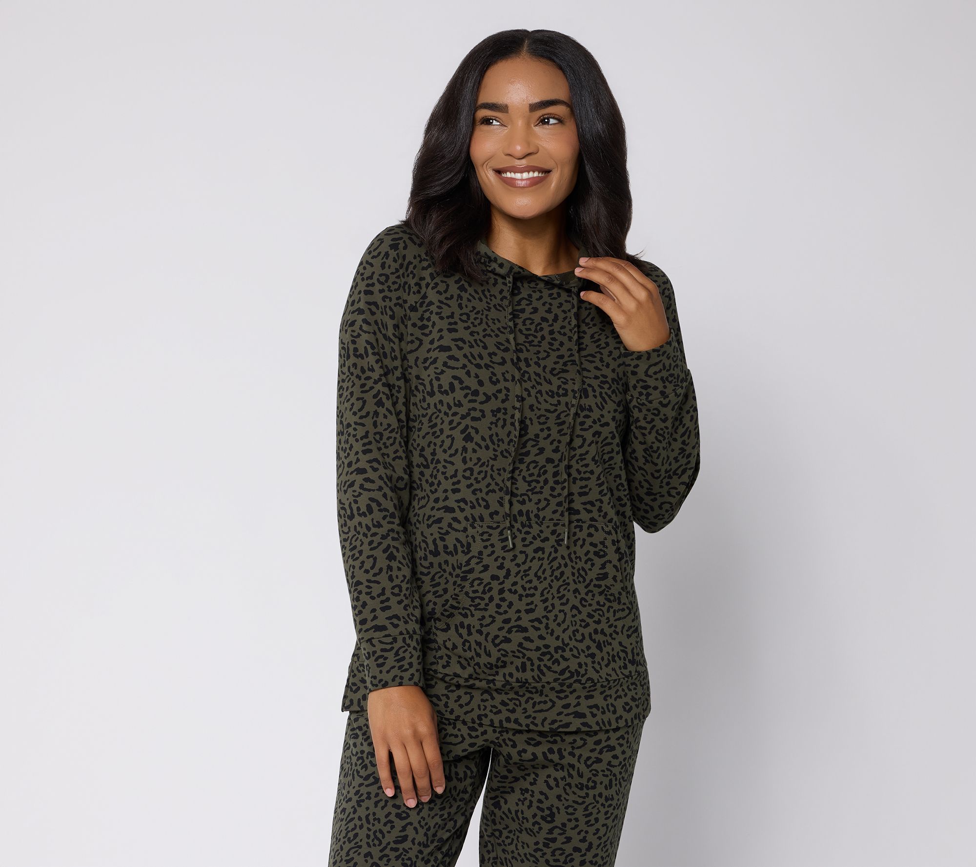 Belle Body by Kim Gravel French Terry Cozy Cat Leopard Hoodie