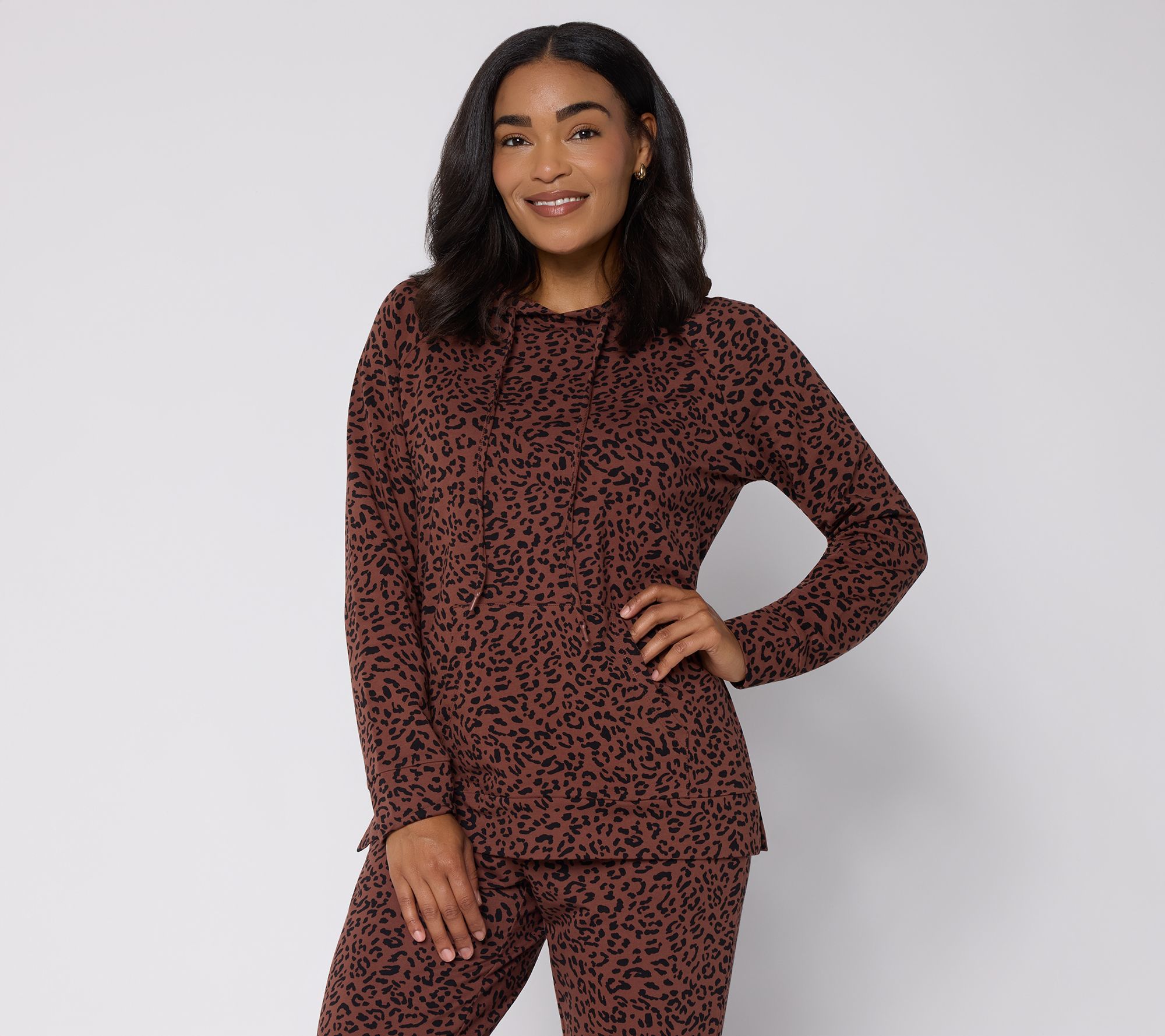 Belle Body by Kim Gravel French Terry Cozy Cat Leopard Hoodie