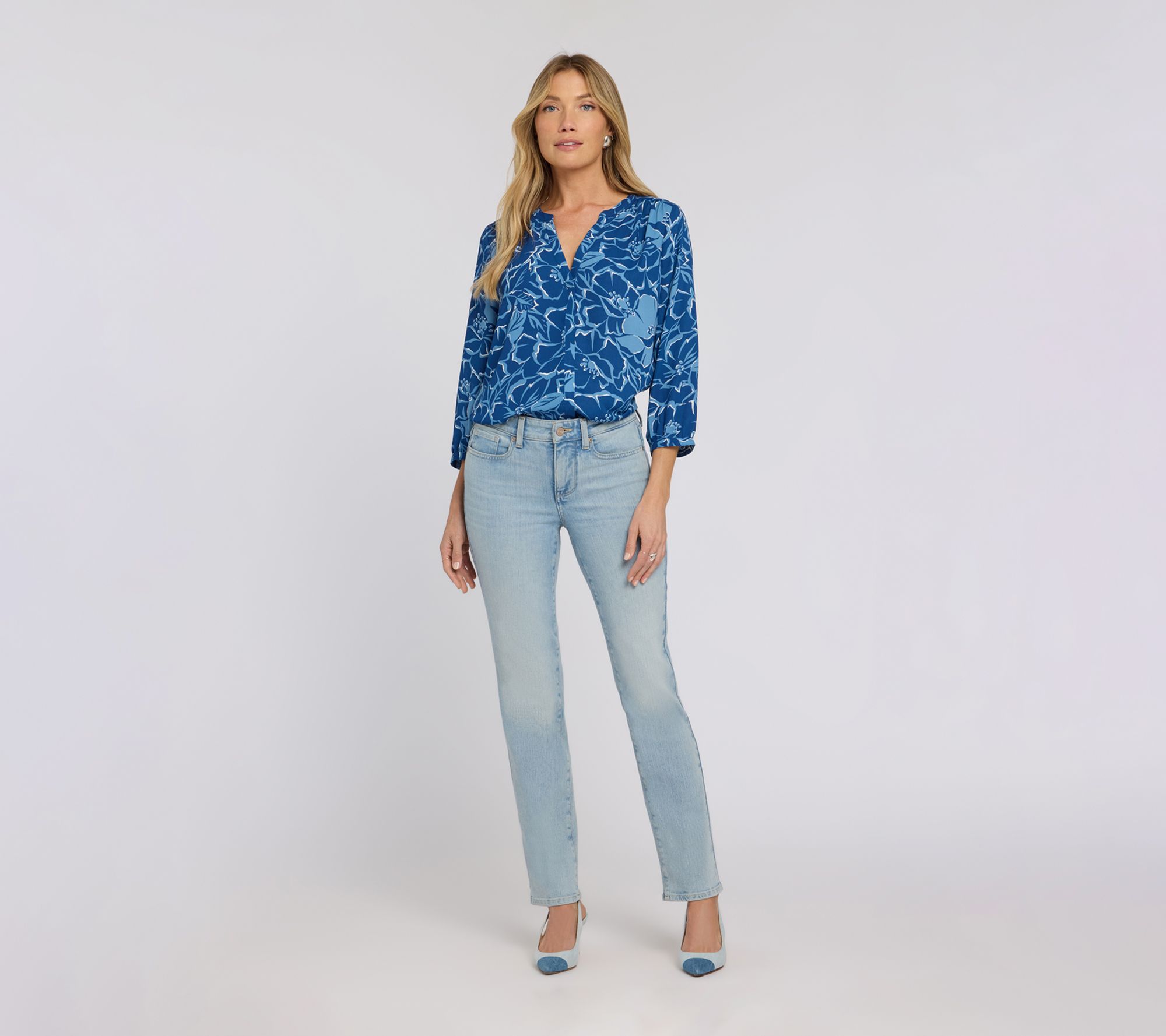 NYDJ Sheri Slim Straight Jeans With Criss-CrossBelt Loop