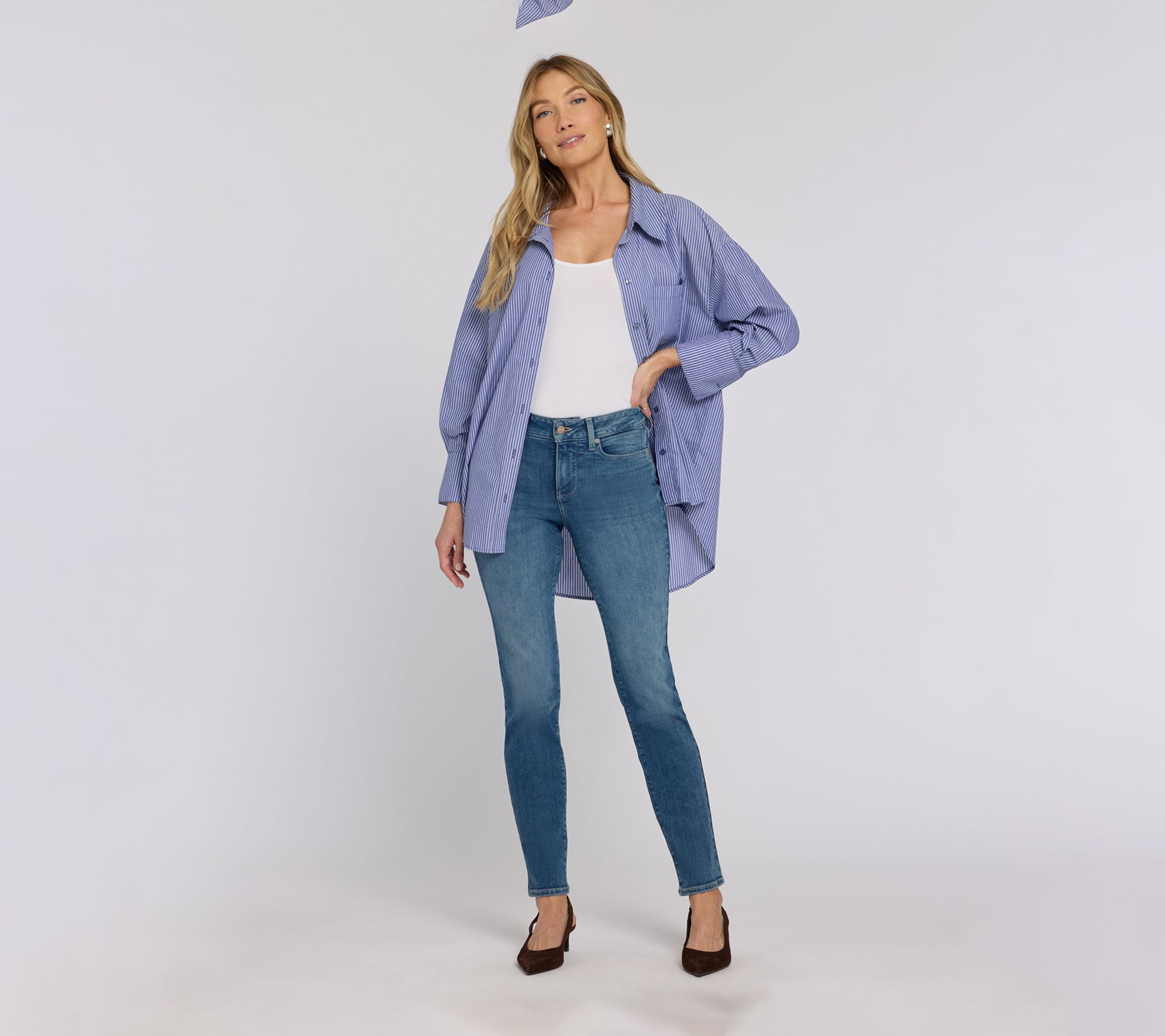 NYDJ Sheri Slim Straight Jeans With Criss-CrossBelt Loop