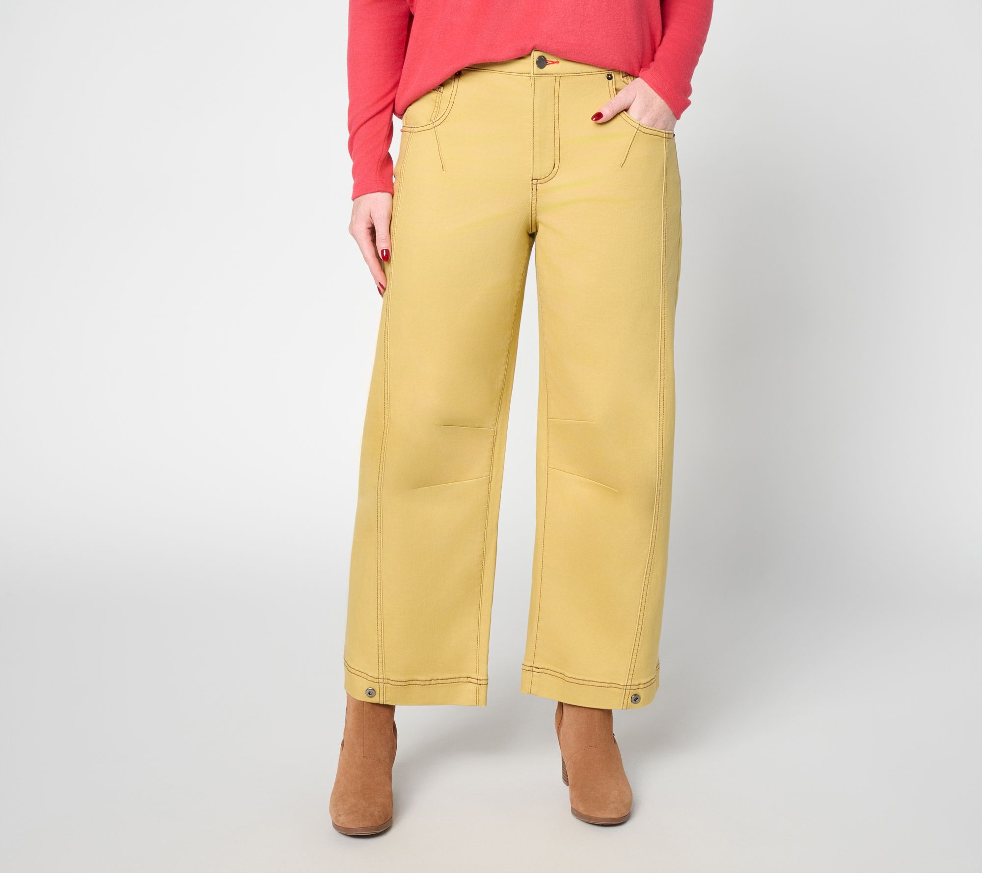  Peace Love World Petite Barrel Leg Jean with Seaming Details