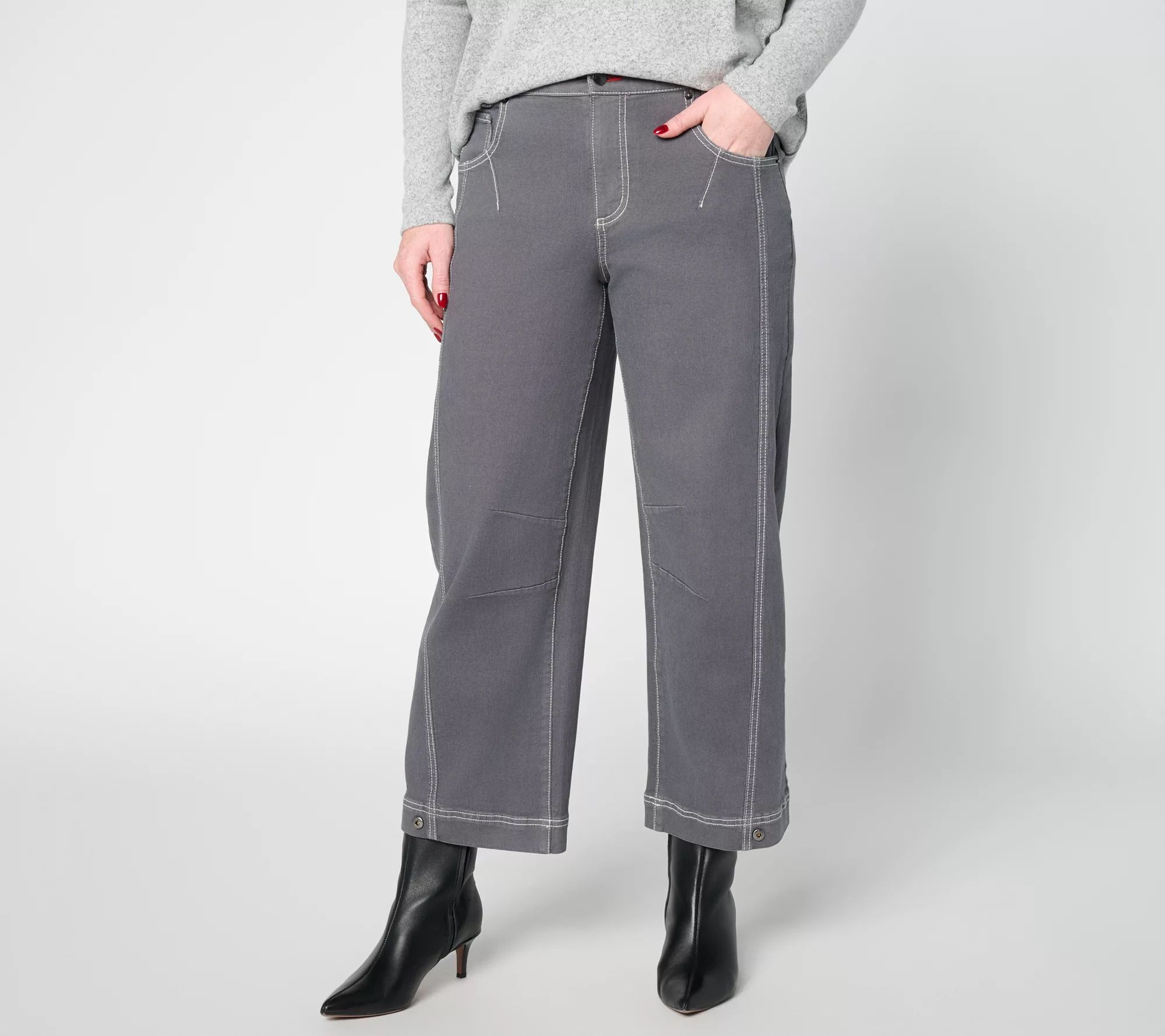 Peace Love World Petite Barrel Leg Jean with Seaming Details