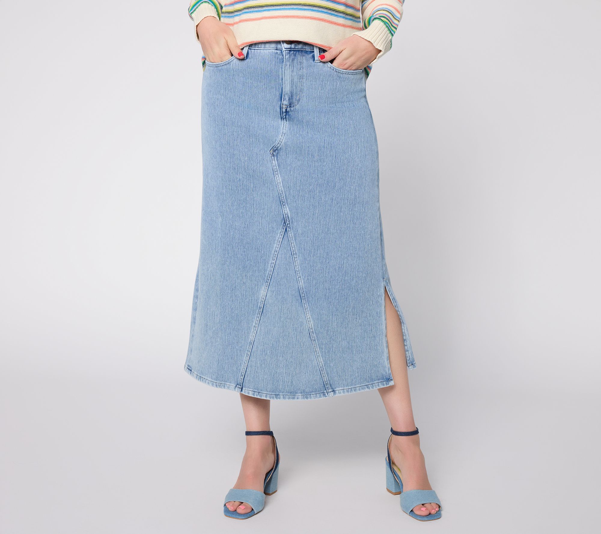 "As Is" Peace Love World Regular Midi Length Denim Skirt