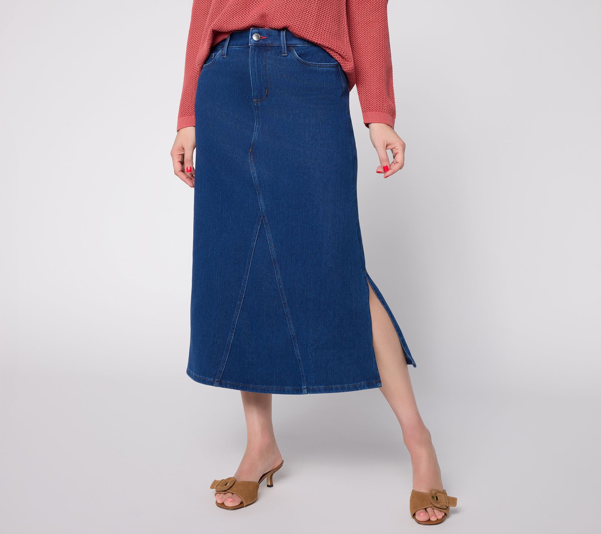 "As Is" Peace Love World Regular Midi Length Denim Skirt