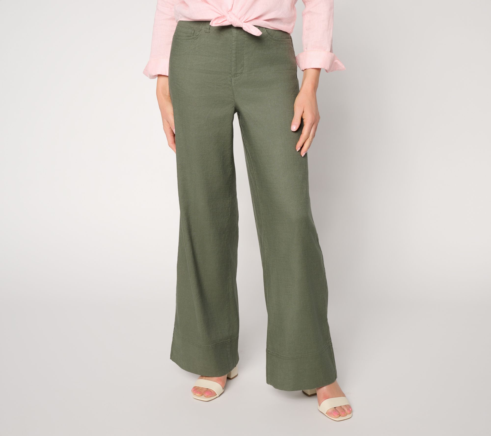 "As Is" NYDJ Petite 5-Pocket Wide-Leg Linen Trouser