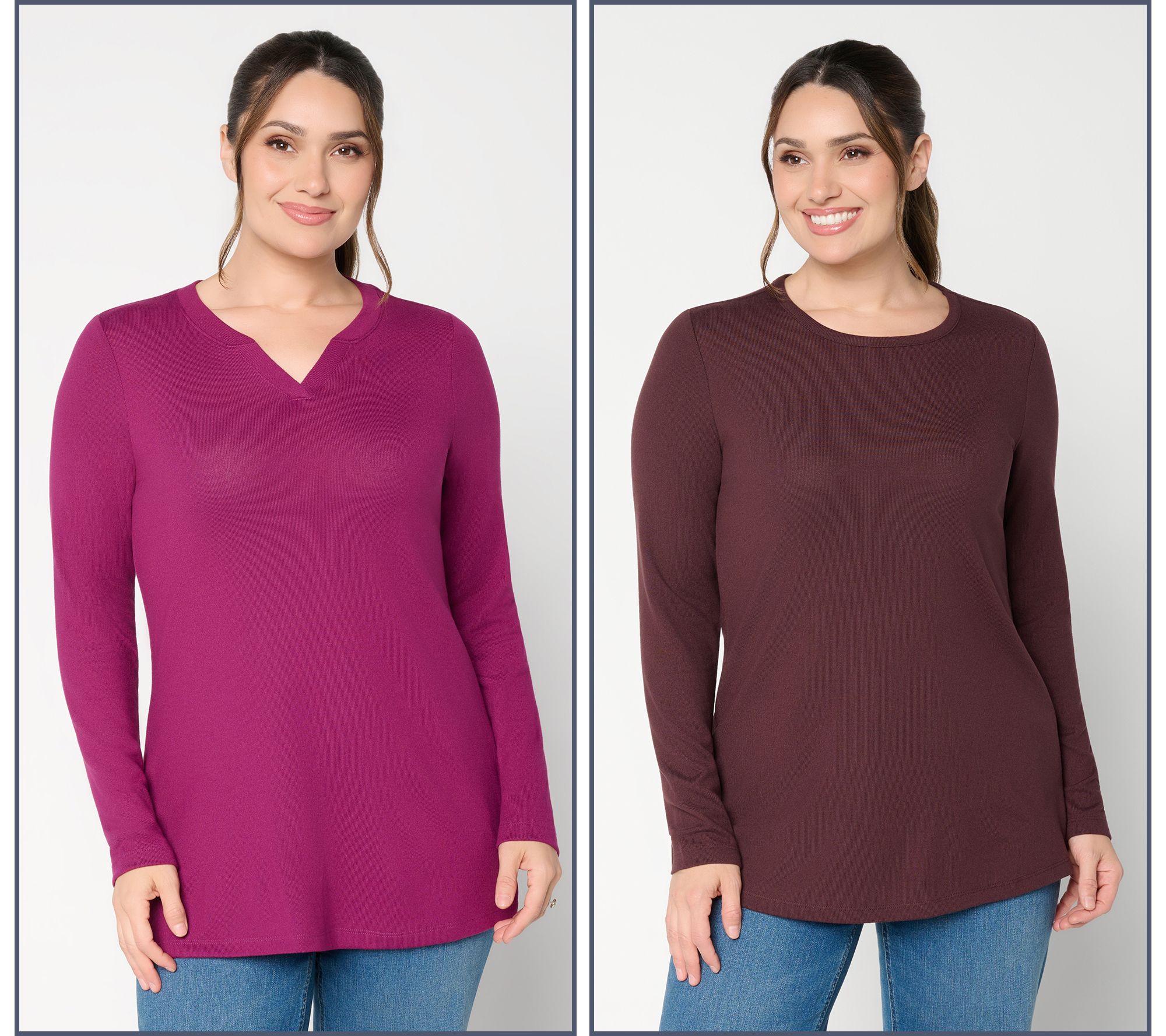 Denim & Co. Essentials Regular Heavenly Jersey 2-Pack Tunics