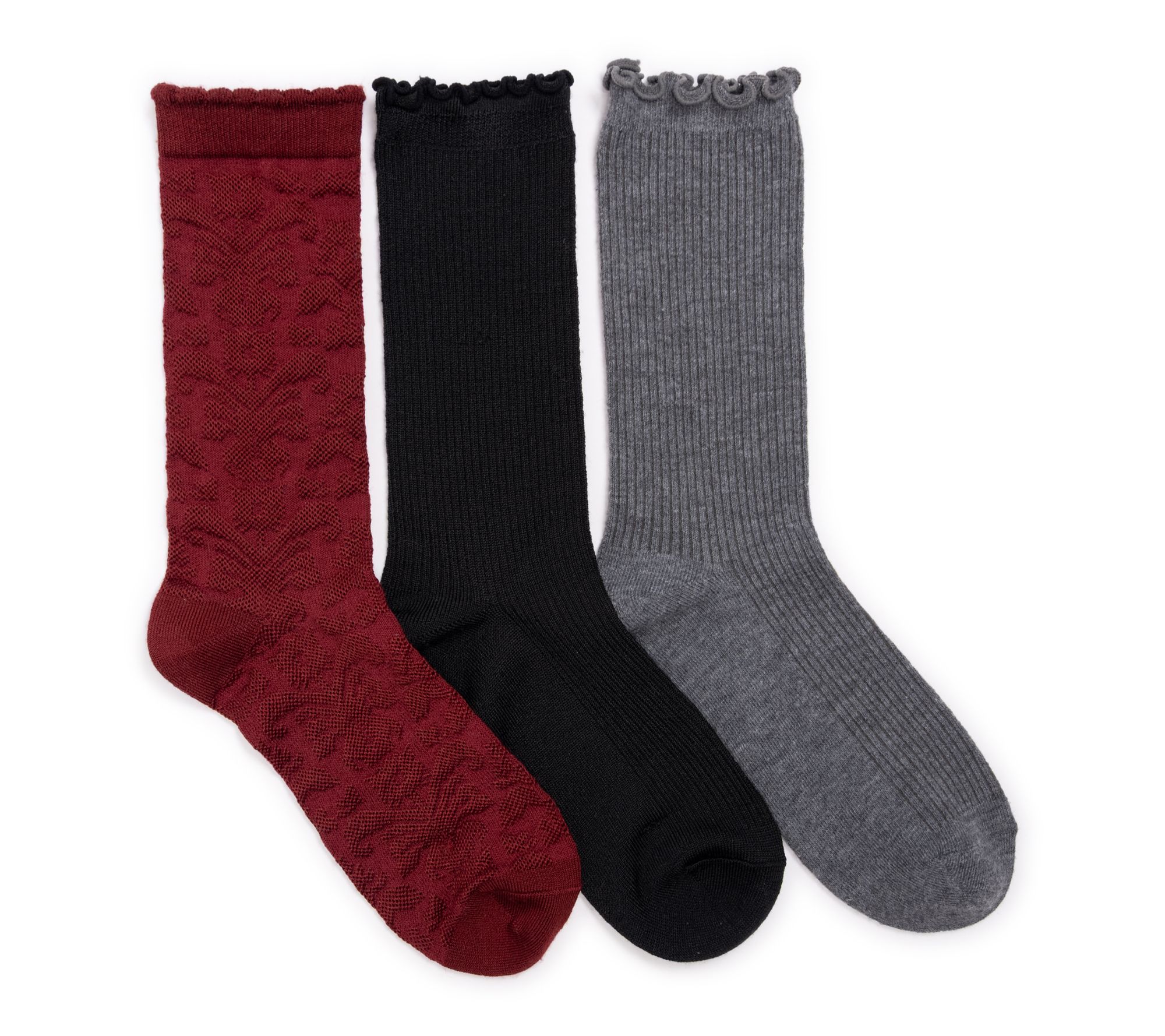 Muk Luks 3 PK Whisper Soft 8" Crew Sock