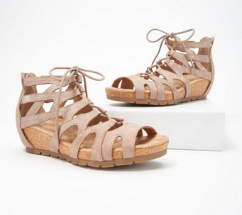 Earth Origins Leather Lace-Up Wedges -Kendra Kamilla - A350742