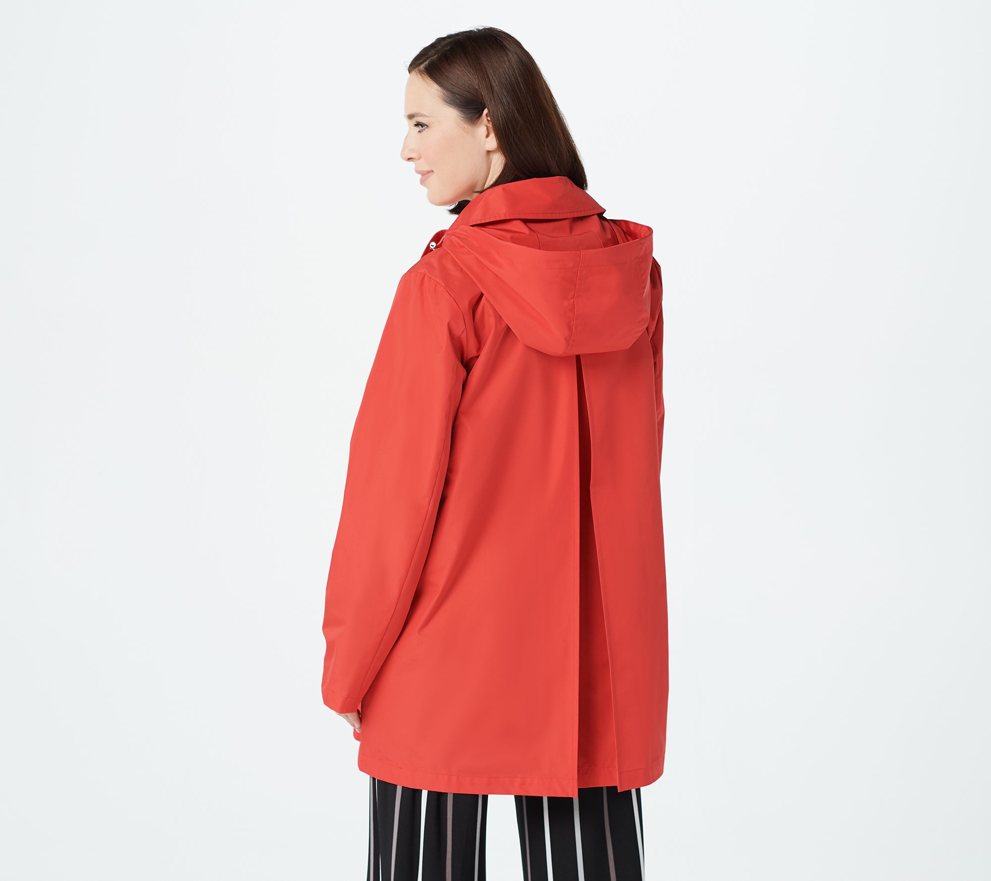 Susan Graver Water-Resistant Jacket with Pop Color Lining and Hood ...