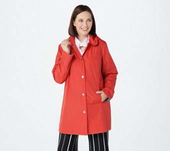 Susan Graver Water-Resistant Jacket with Pop Color Lining and Hood - A376242