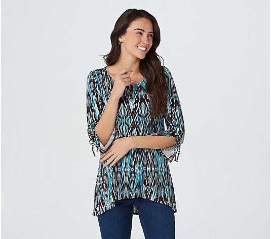 Belle by Kim Gravel 3/4-Sleeve Printed Knit Top