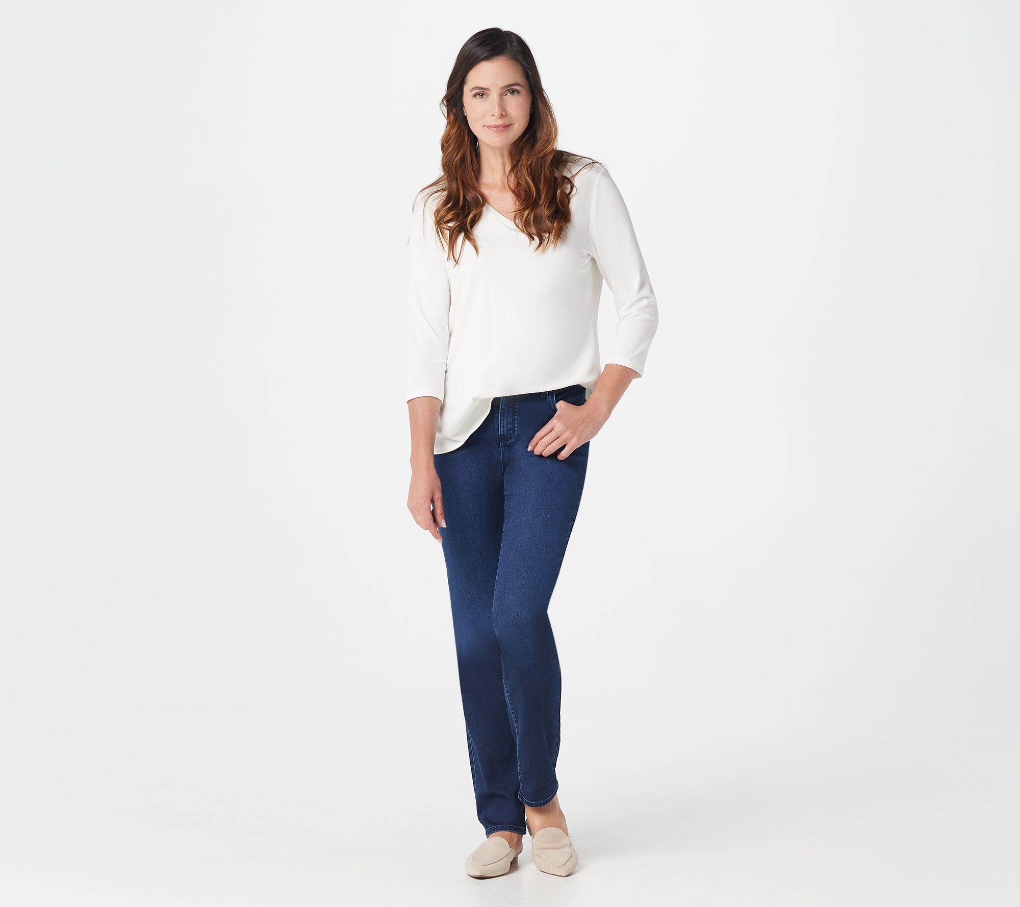 as-is-graver-susan-graver-regular-knit-denim-zip-front-jeans-qvc