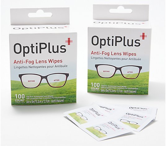 OptiPlus Anti-Fog Lens Wipes 2-Packs of 100 Count