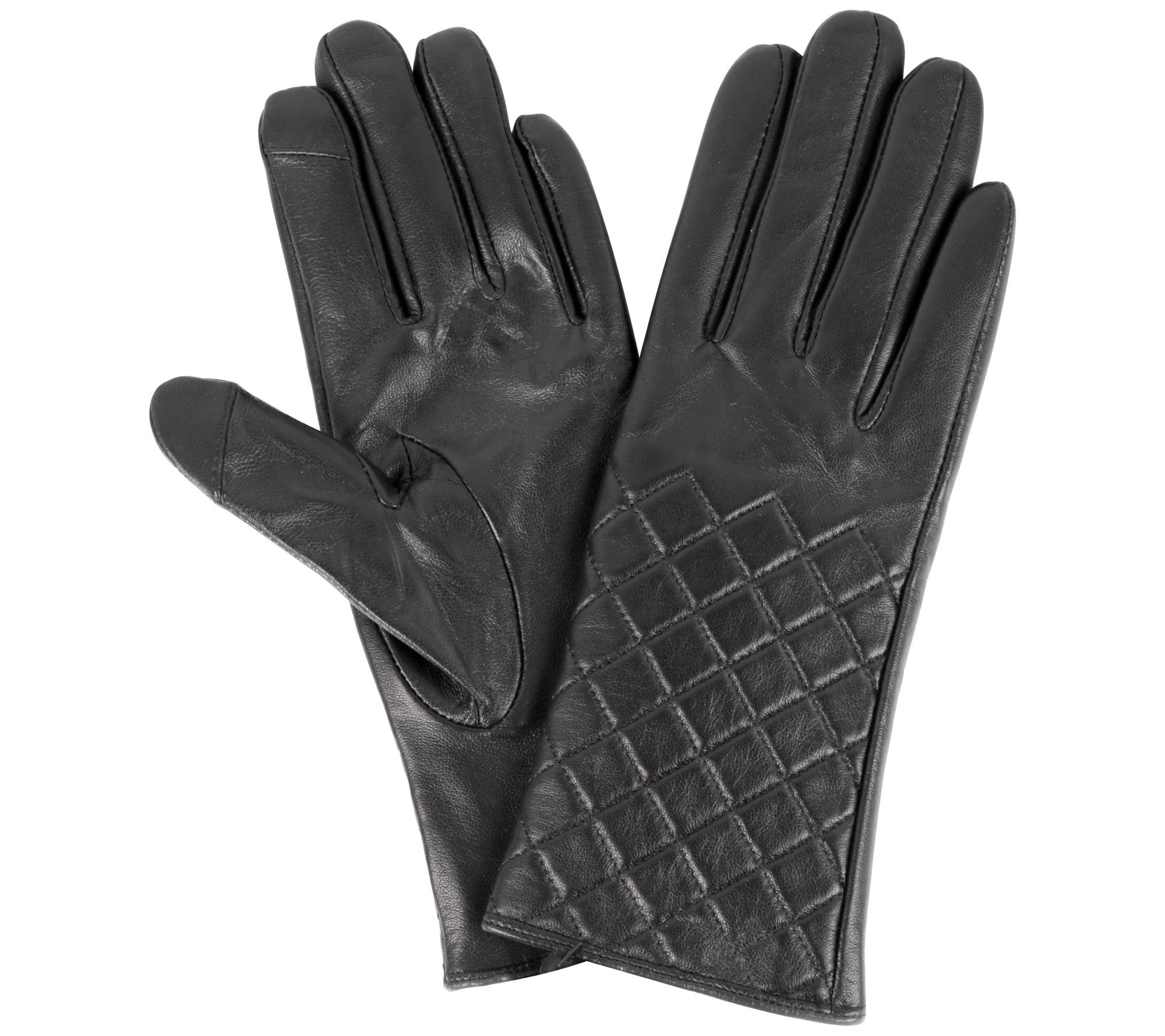 Karla Hanson Women's Quilted Leather Touch Screen Gloves - QVC.com