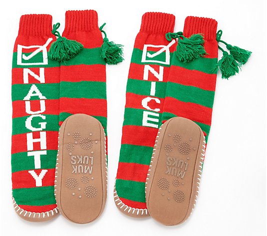 MUK LUKS Set of 2 Holiday Original Slipper Socks