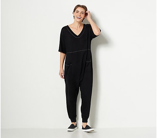 Attitudes by Renee Petite Casknit Buffet Jumpsuit with Pockets