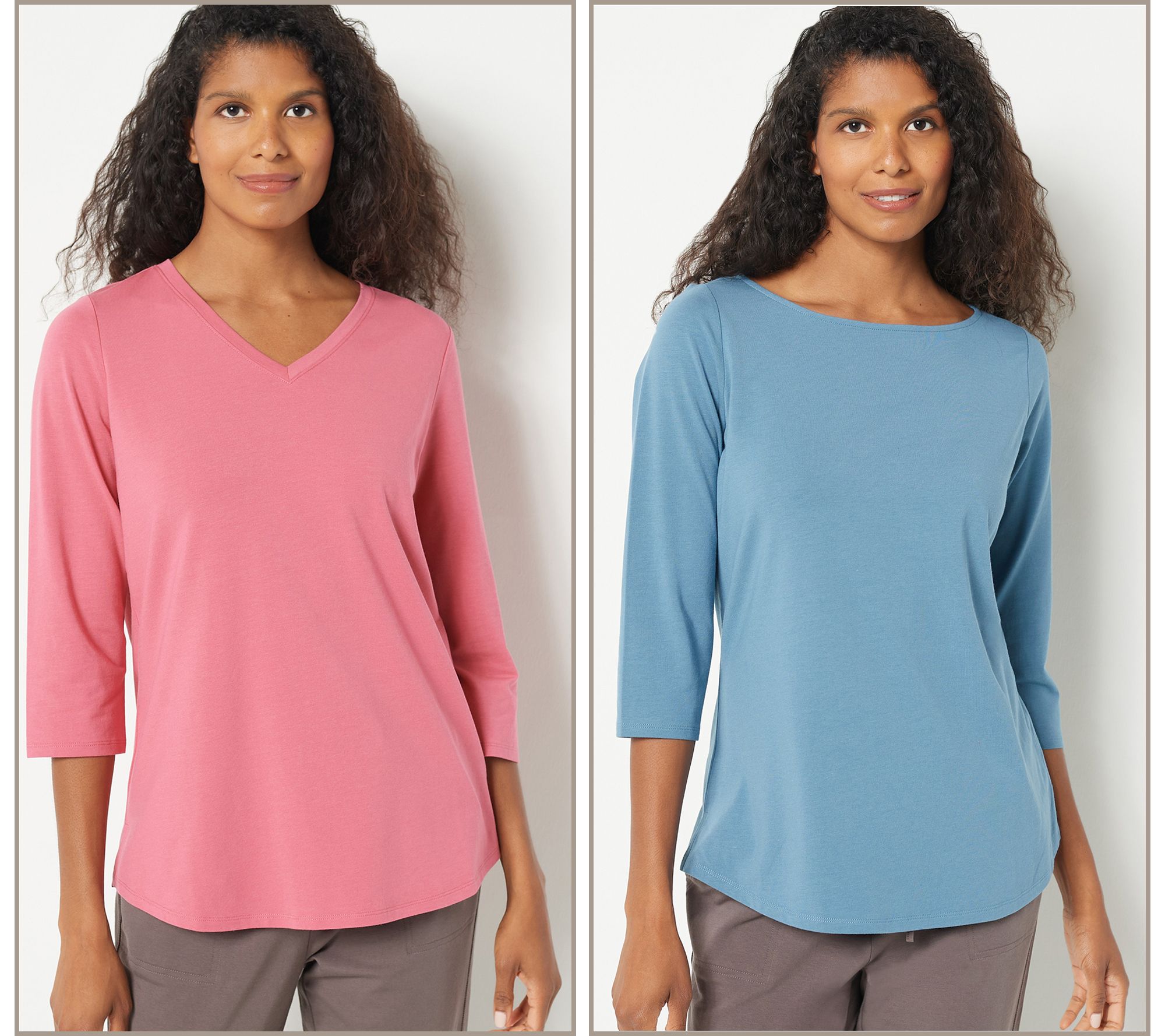 Belle by Kim Gravel TripleLuxe Knit Set of 2 3/4 Sleeve Tops
