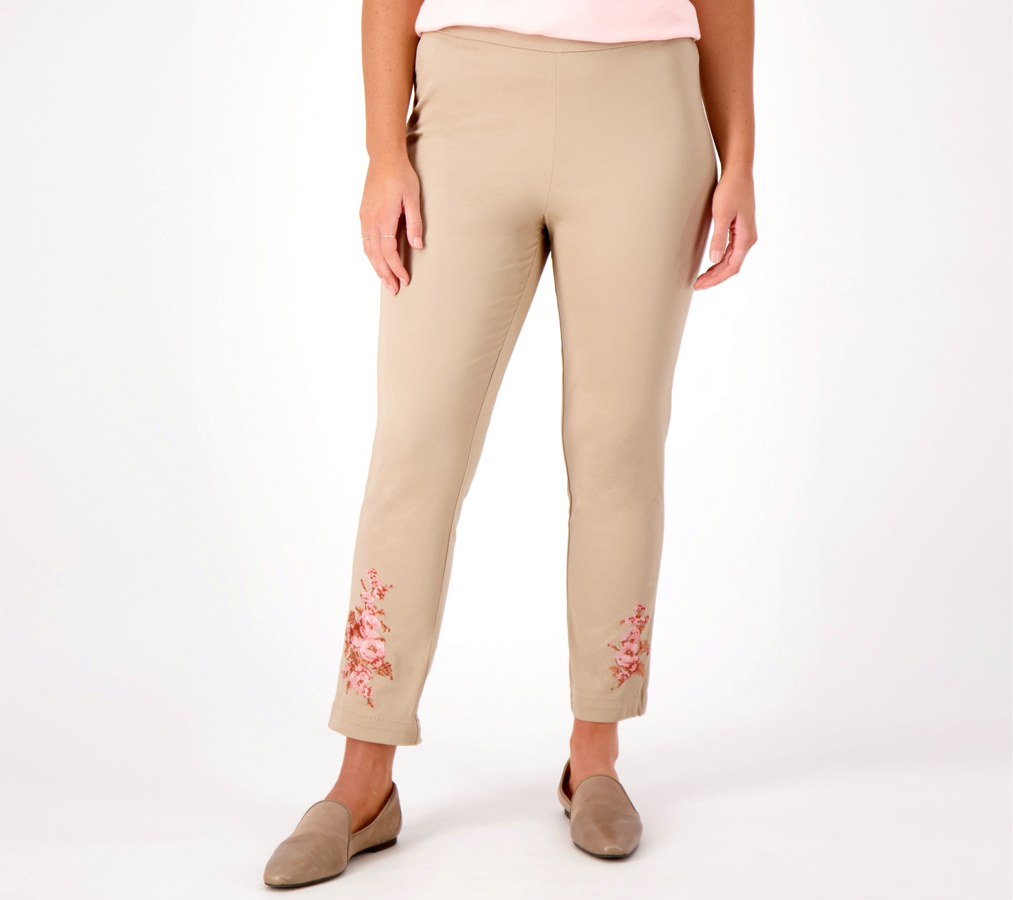 "As Is" Isaac Mizrahi Live! Reg Stretch Twill Straight-Leg