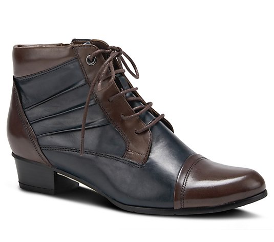 Spring Step Lace-Up Leather Booties - Xiomara