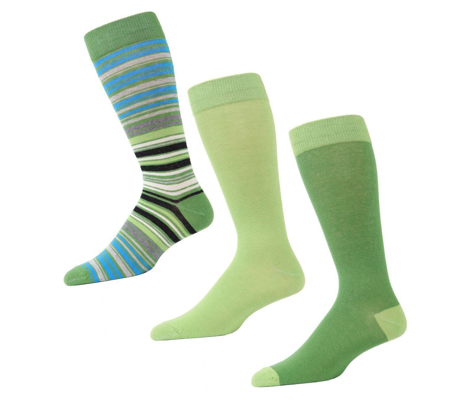 Memoi Men's Striptrast 3 Pack Crew Sock