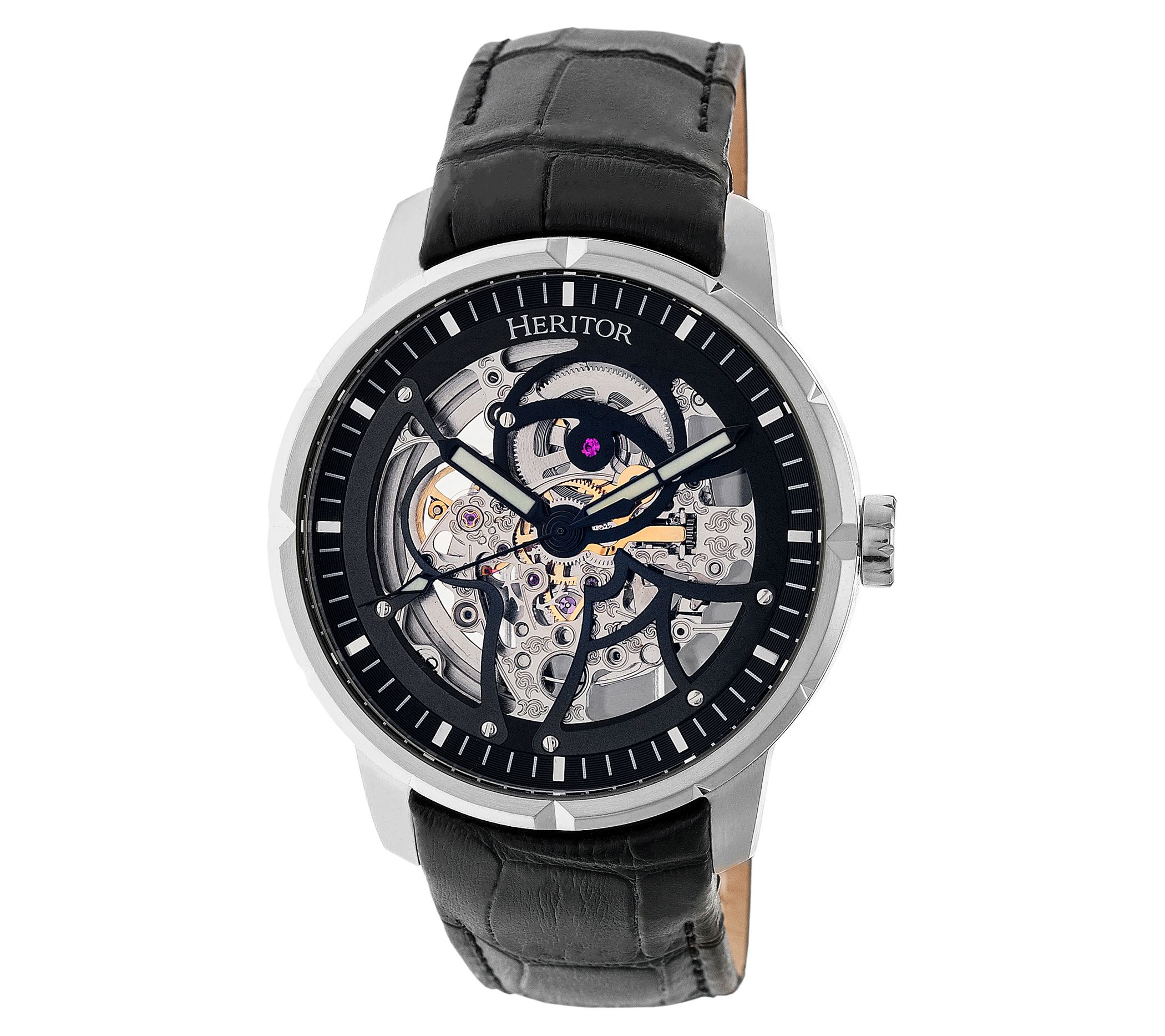 Heritor Automatic Men's Ryder Skeleton Stainless Black Watch