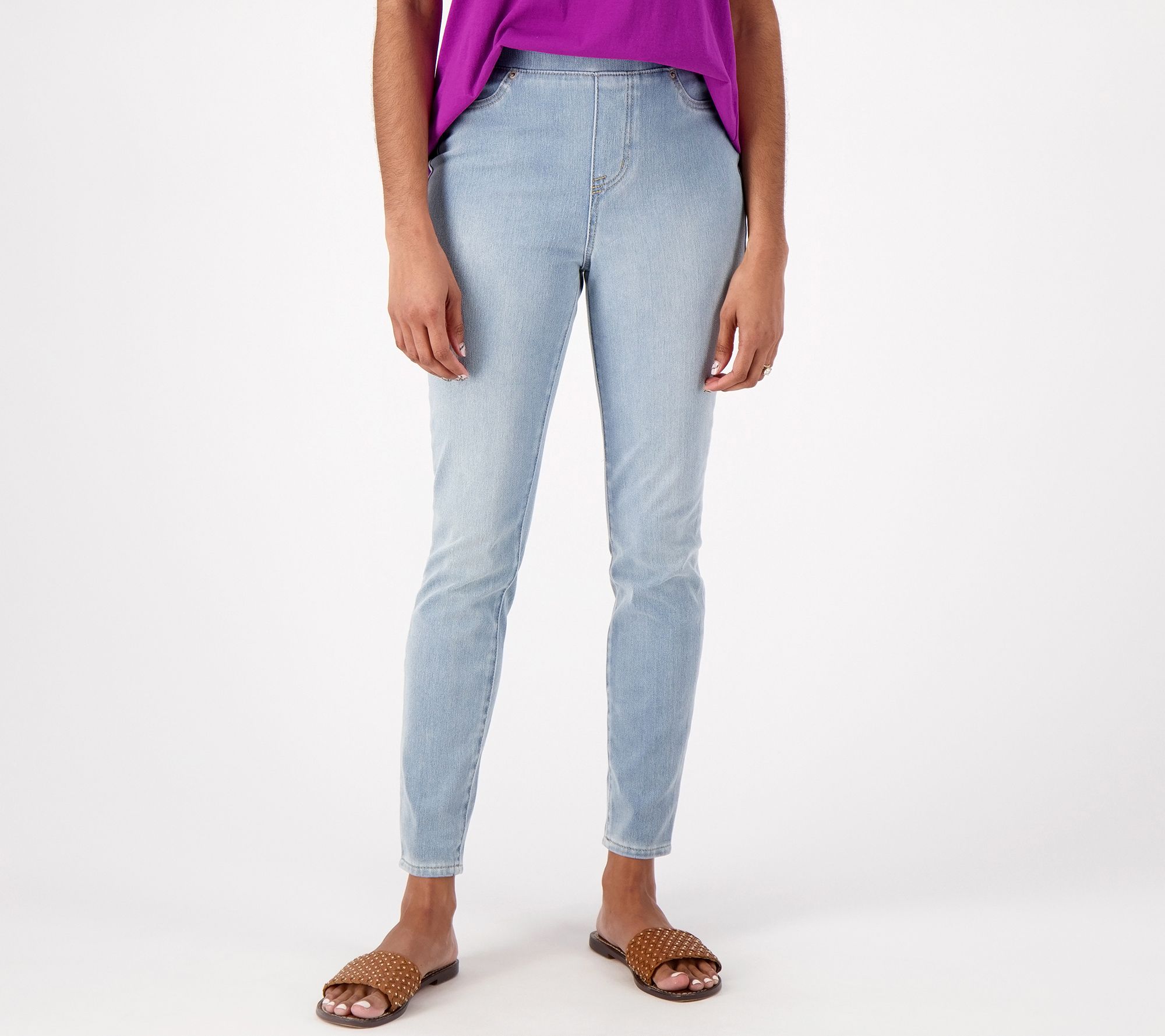 LOGO by Lori Goldstein Petite Knit Denim Leggings