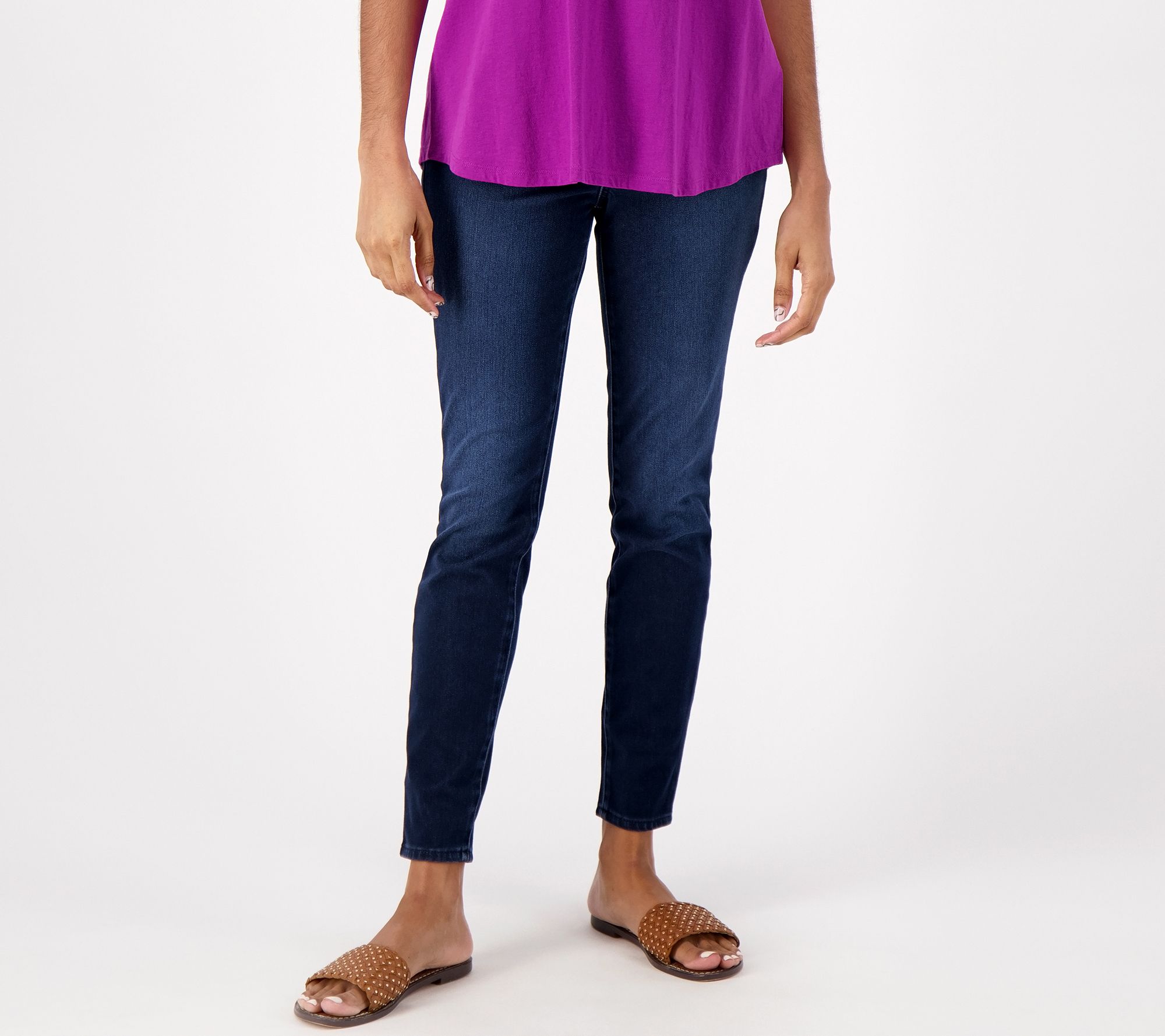 LOGO by Lori Goldstein Petite Knit Denim Leggings