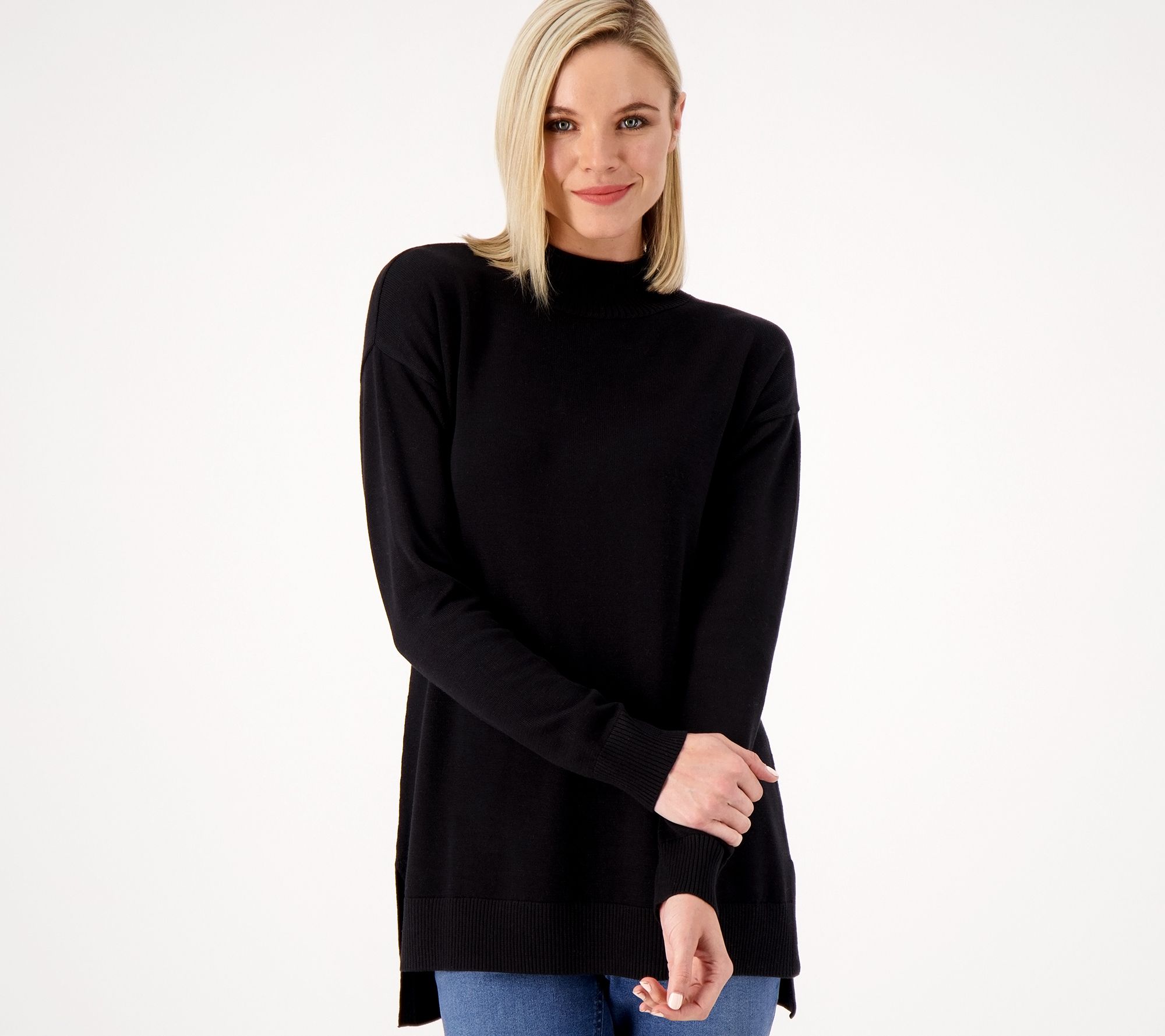 "As Is" Belle by Kim Gravel High Low Mock Neck Tunic Sweater