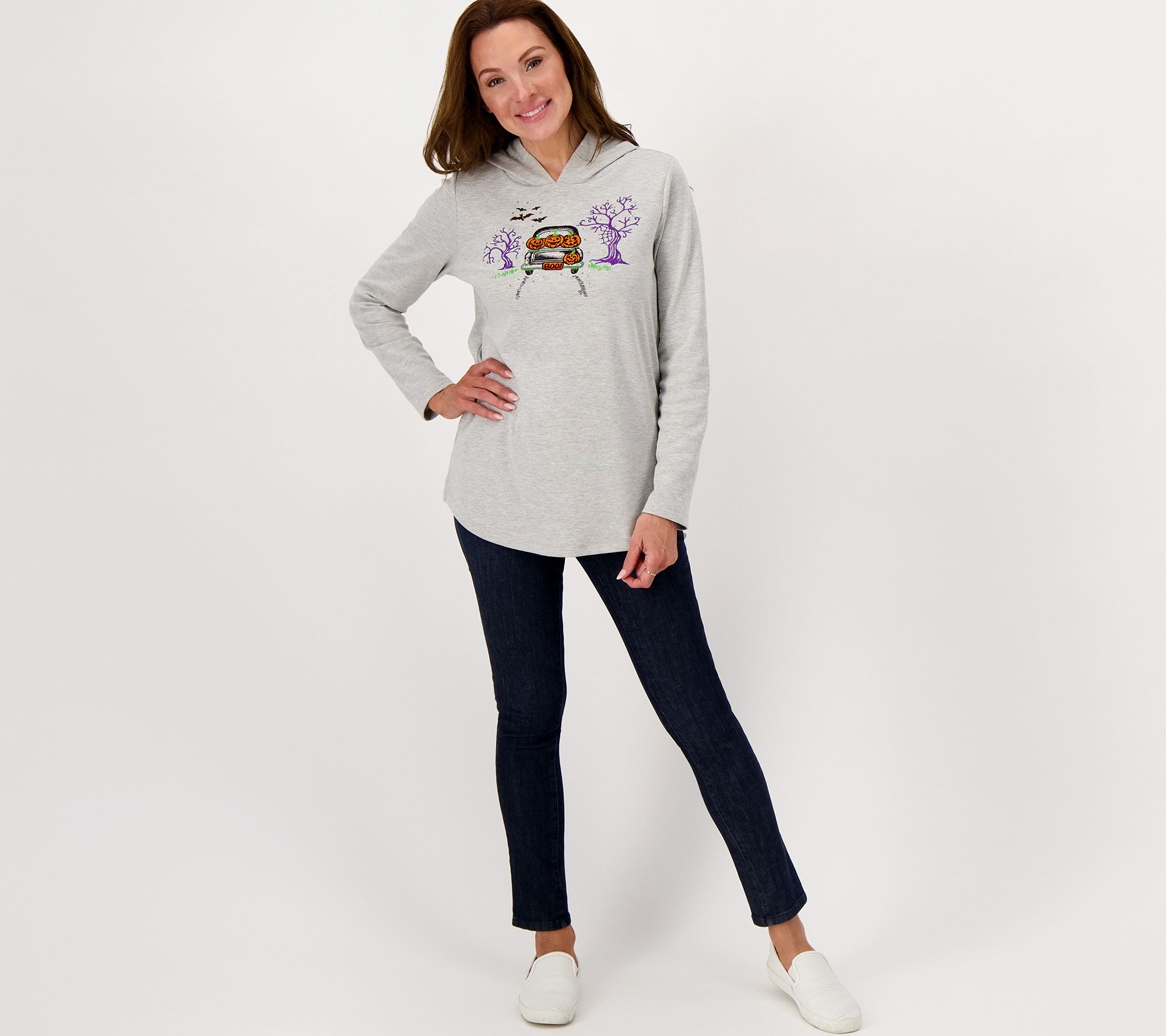 "As Is" Quacker Factory Fall Scenes Hooded Sweatshirt