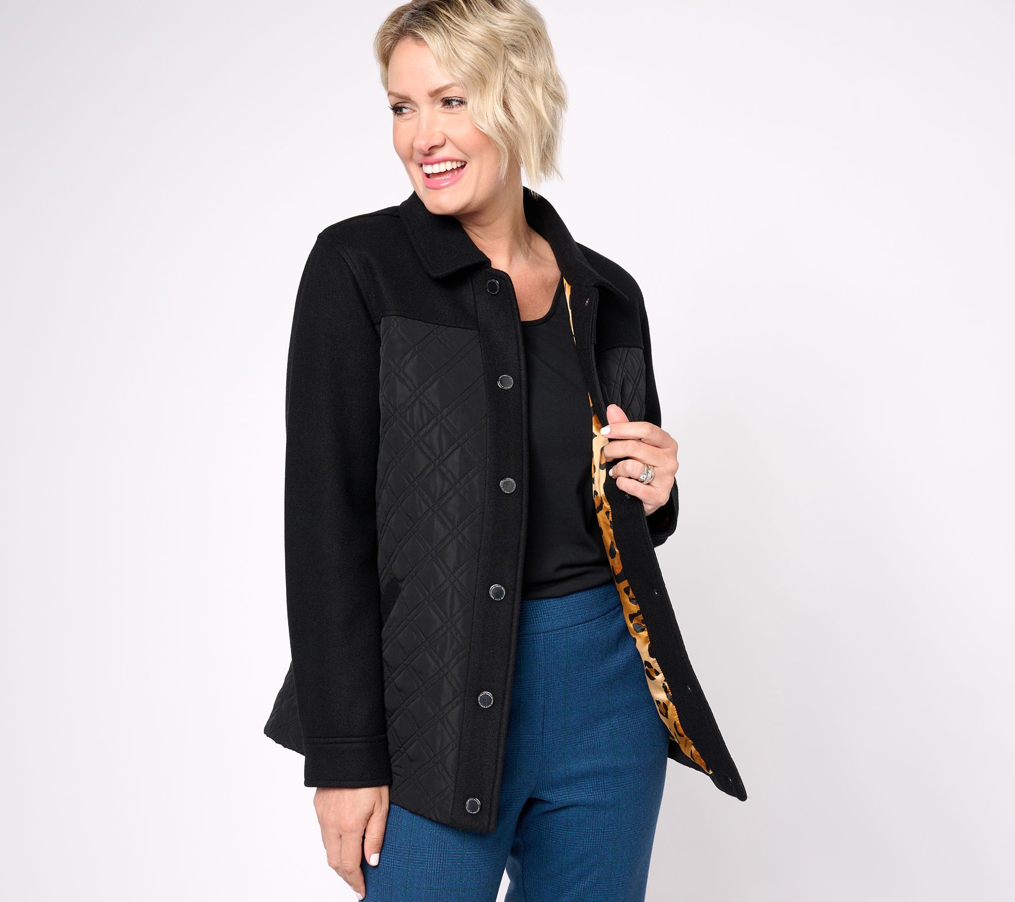 Isaac Mizrahi Live! Estate Mixed Media Quilted Jacket w/ Lining