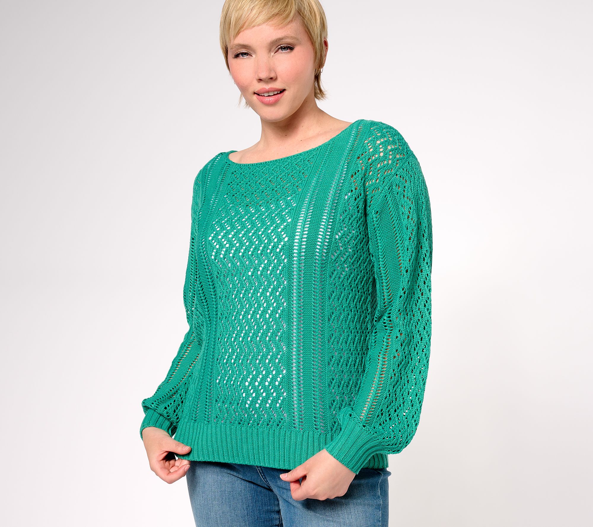 Candace Cameron Bure Pointelle Pull-Over Novelty Sweater