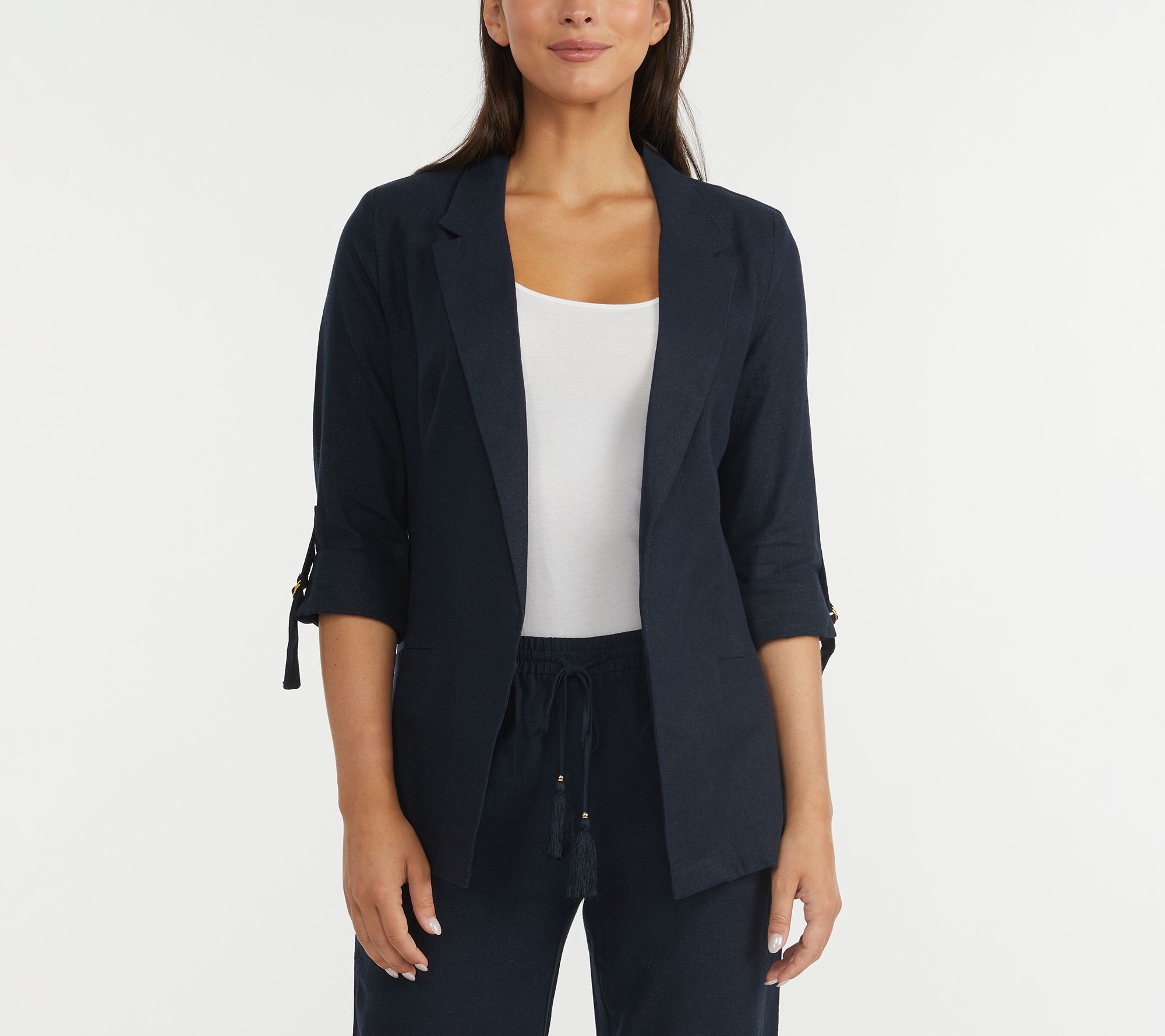 Ellen Tracy Women's Button Front Linen BlendBlazer 