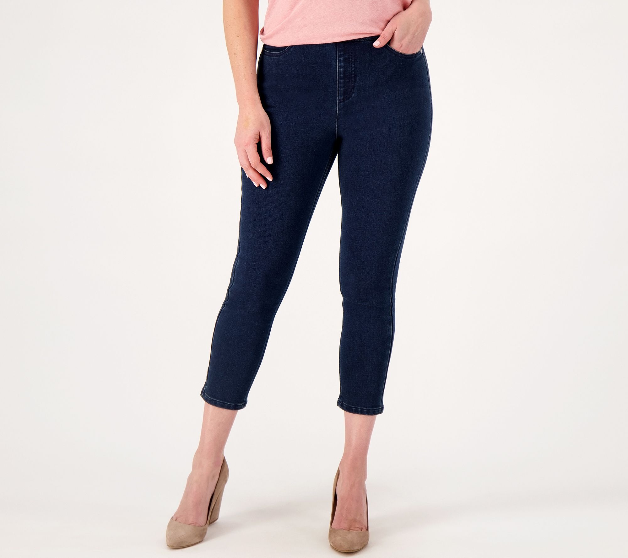 "As Is" Isaac Mizrahi Live! Tall Indigo Dive Denim Crop Slim Jeans