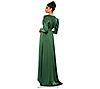 Mac Duggal Emerald Rhinestone Trim Puff SleeveSide Slit Gown, 1 of 2