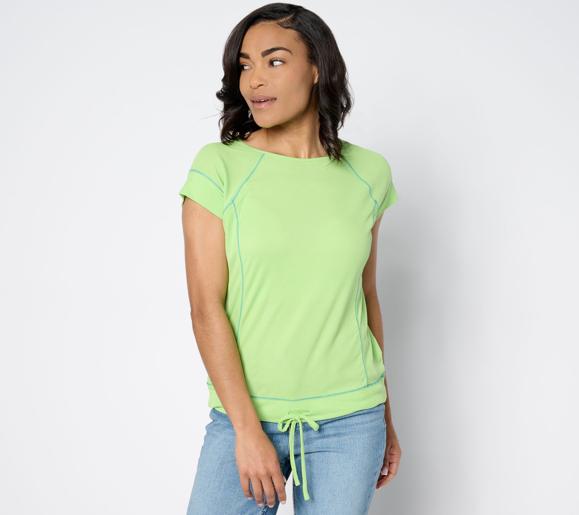 Belle Body by Kim Gravel Raglan Drawstring Waist Top