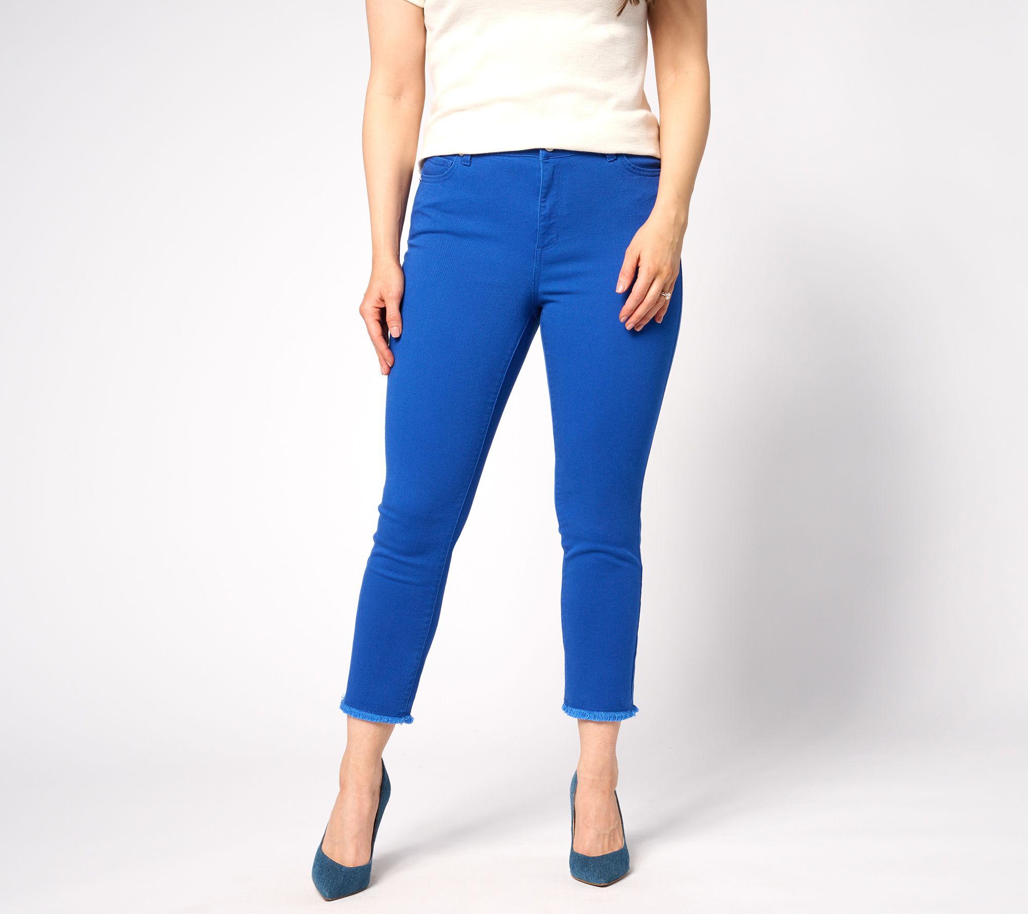 Dennis Basso Petite Color Denim Slim Fit Crop Jean