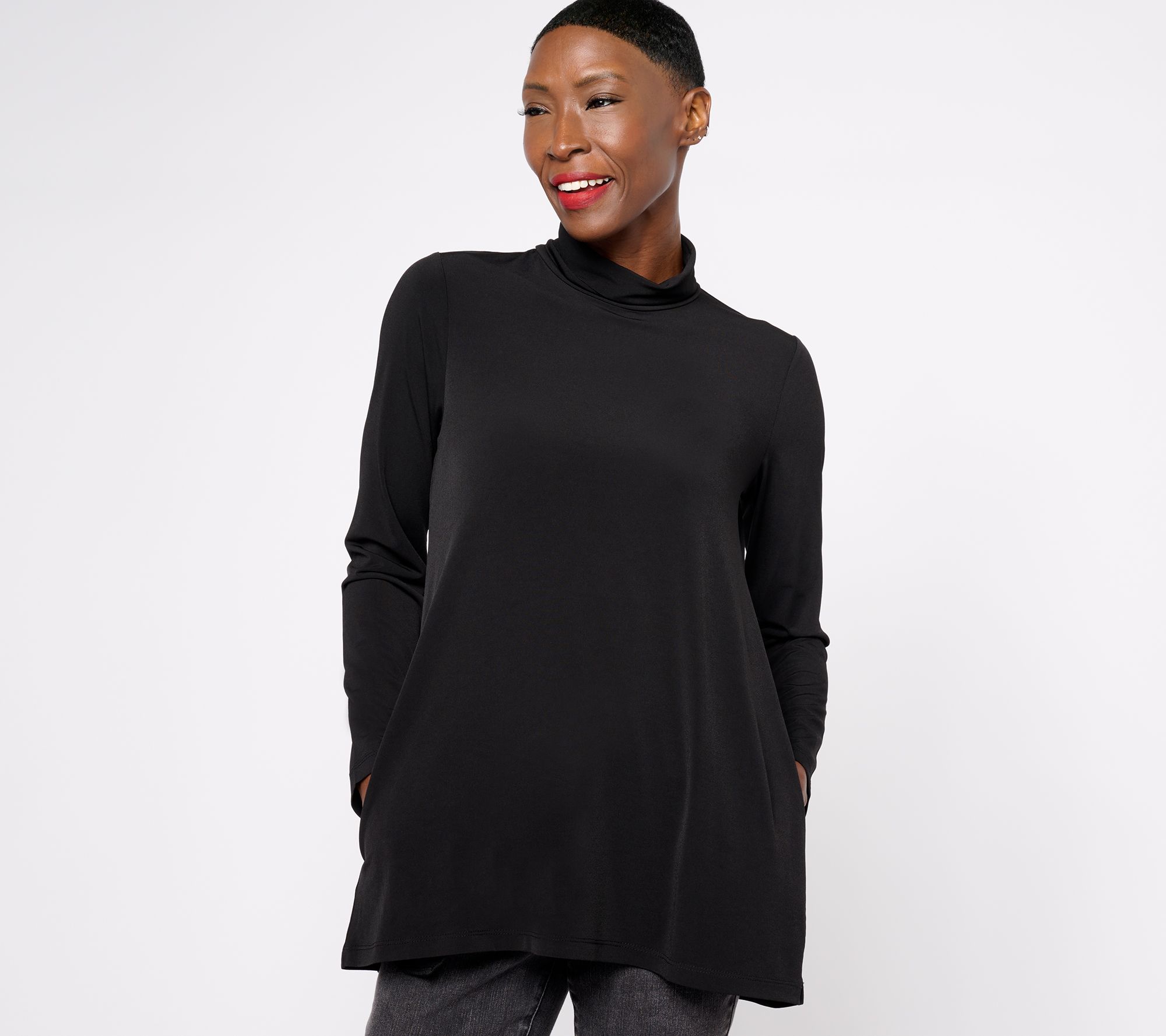 "As Is" Susan Graver Modern Essentials Pet Liquid Knit A-Line Tunic