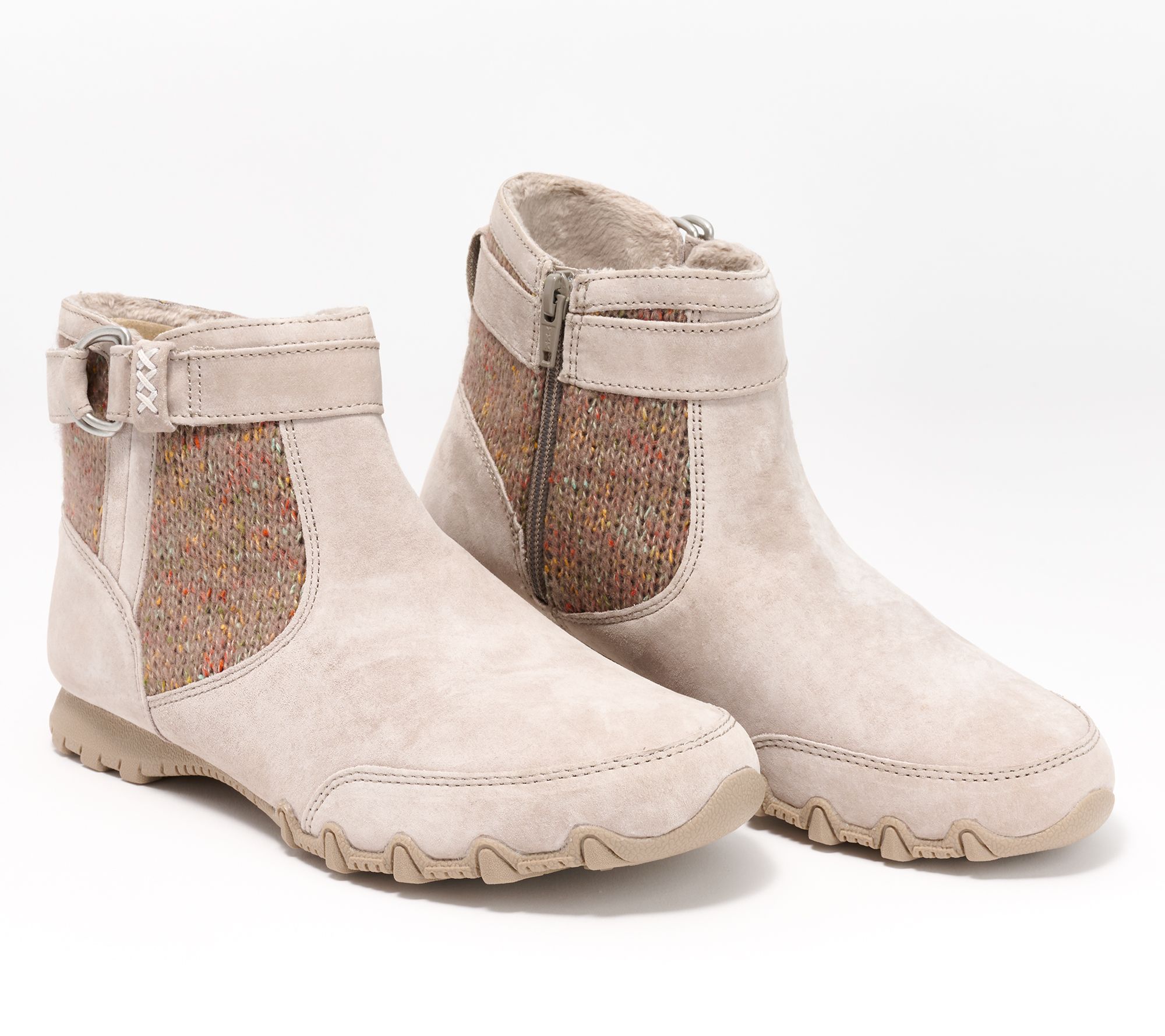 "As Is" Skechers Bikers Lite Suede & Sweater Knit Ankle Boot