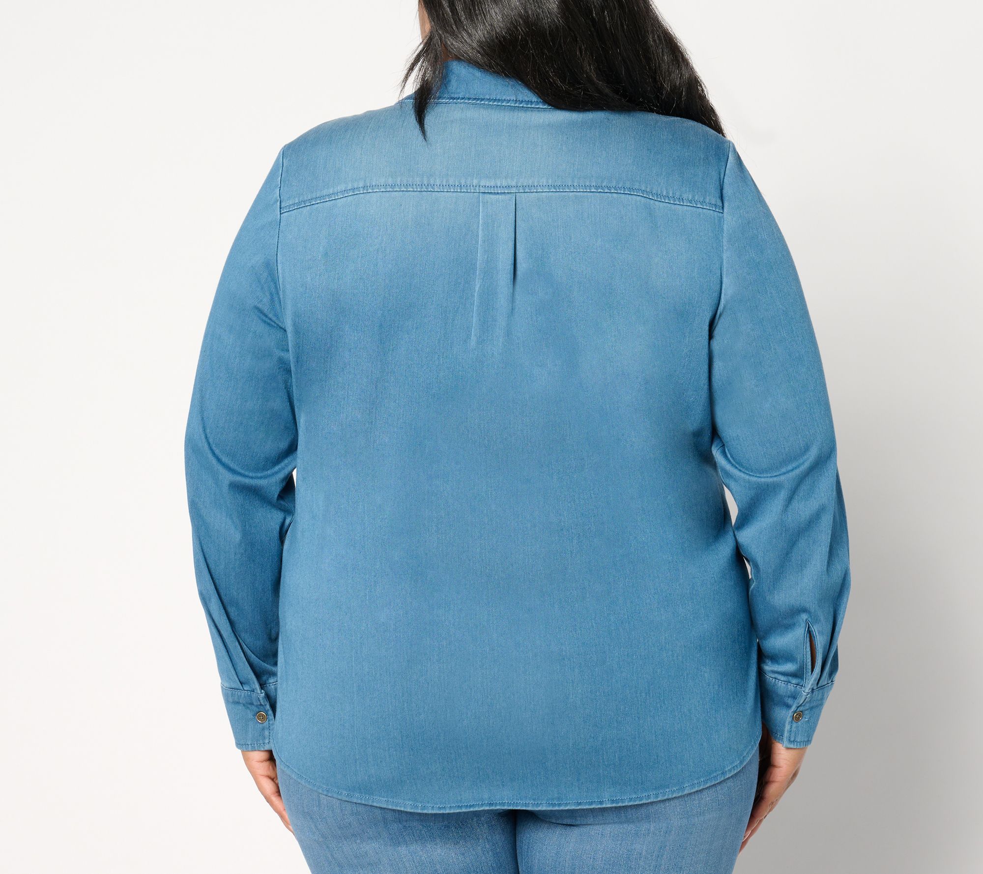 トップス STONE  ds knit blue Joan Rivers Knit Indigo Button Front Shirt - QVC.com