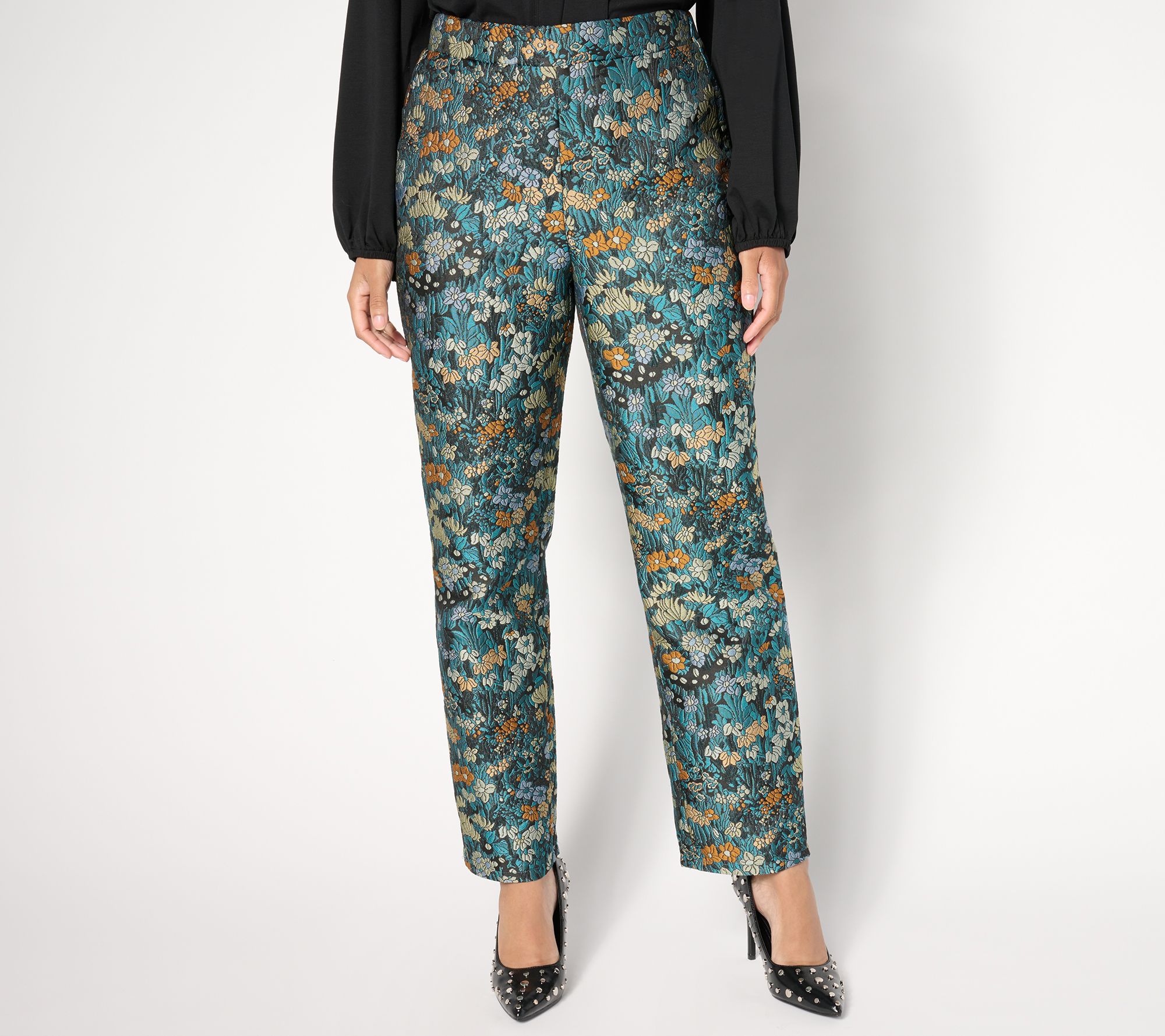by Stacy London Regular Floral Brocade Pant - QVC.com